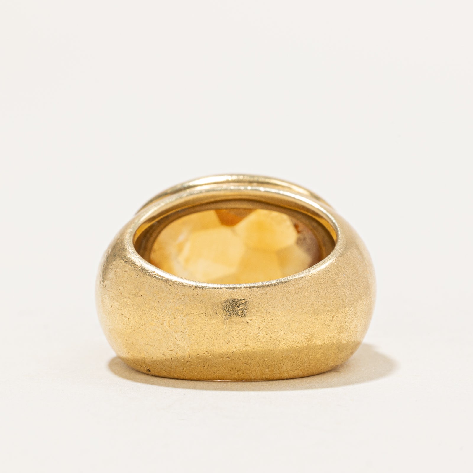 Pomellato 18K Yellow Gold Citrine Cocktail Ring | 12.00 Carat Oval Cut Gemstone | Size 6.5 | Elegant Statement Jewelry for Parties, Weddings & Special Occasions