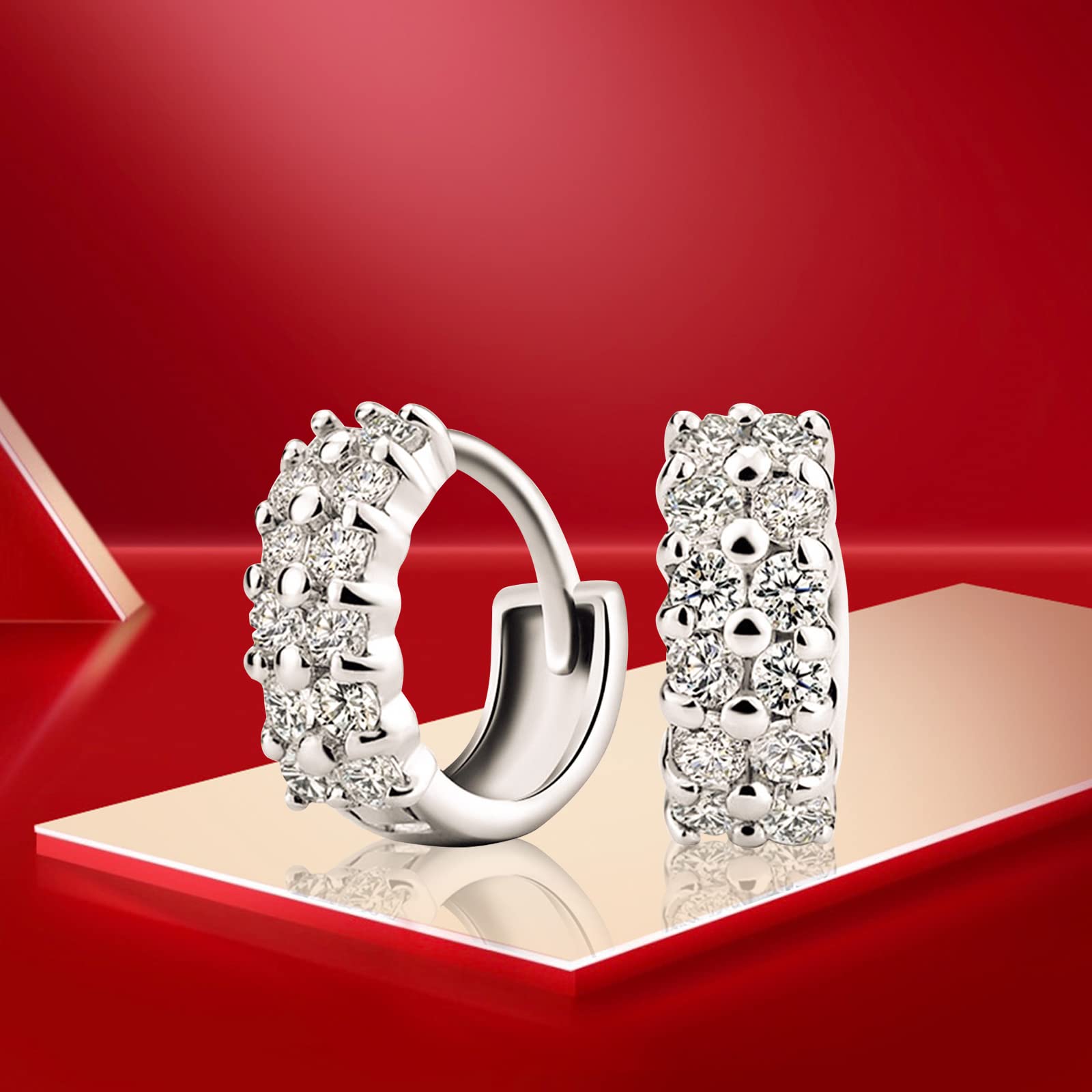 Zirconia Hoop Earrings for Women - 925 Sterling Silver Dainty Rhinestone Earrings | Elegant Jewelry Gift for Birthday, Anniversary & Everyday Wear