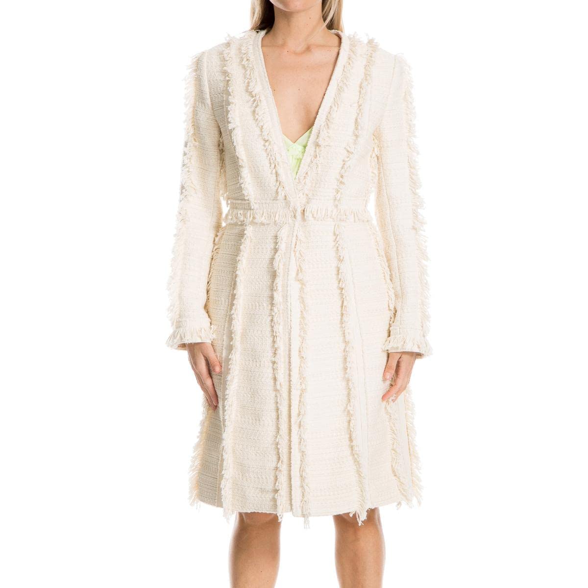 Max Studio Women's Fringed Basketweave Trench Coat | Waterproof Long Jacket for Fall & Winter | Perfect for Office, Travel & Outdoor Activities