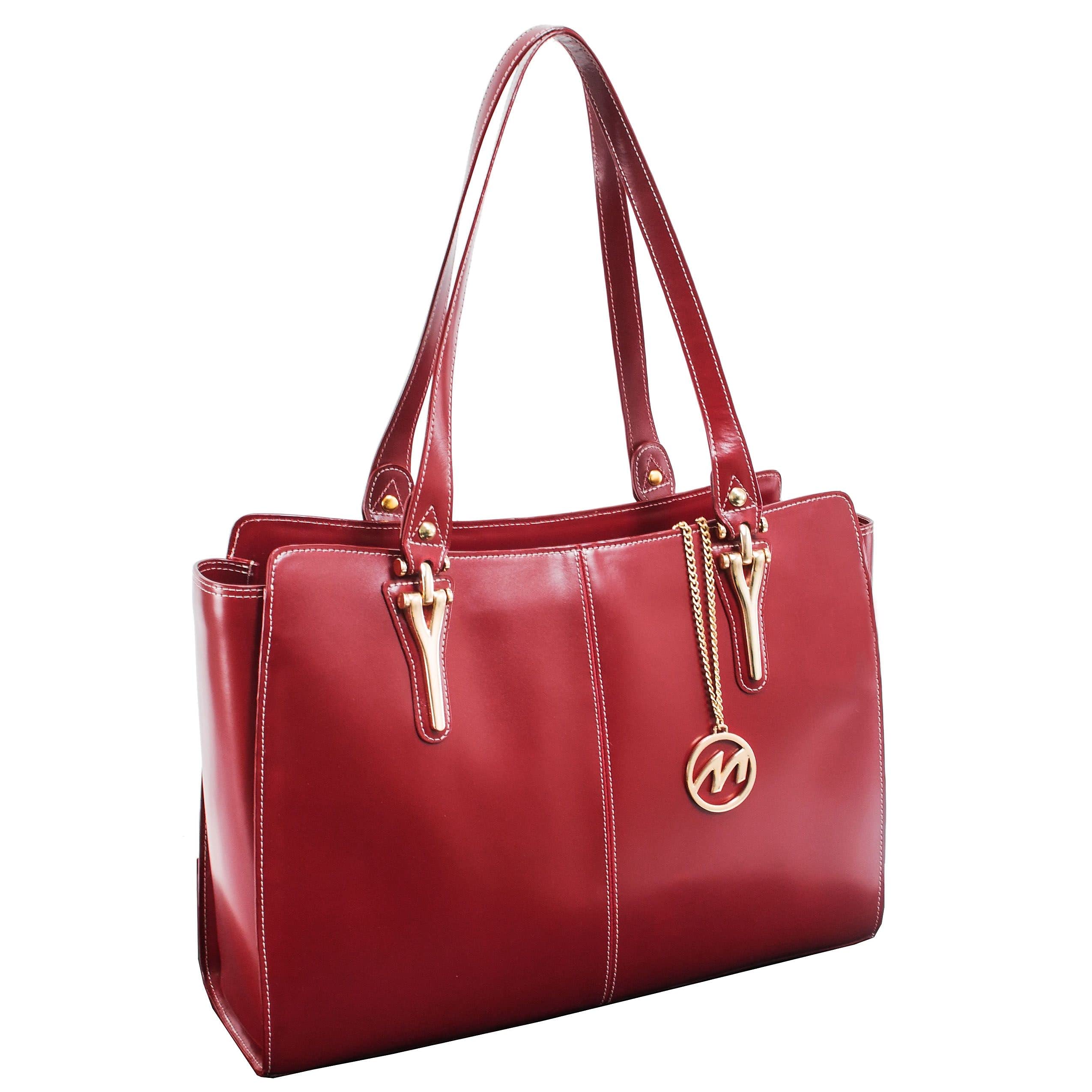 McKlein M Series GLENNA Genuine Cowhide Leather Women's Tote Bag with Tablet Pocket - Red (97556) | Perfect for Work, Travel & Everyday Use