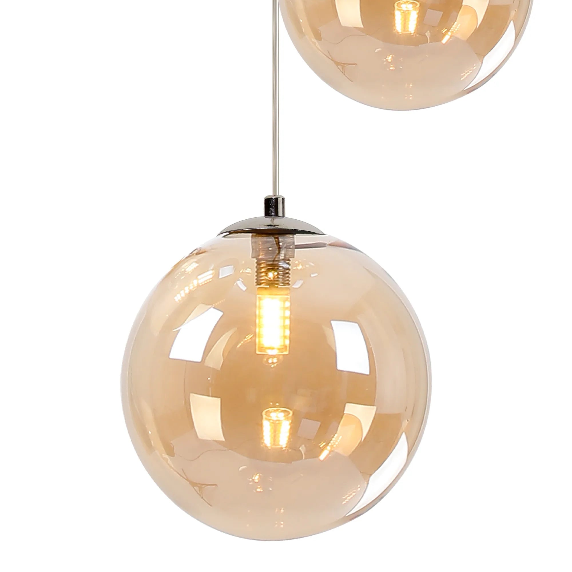 Austin 31cm Round Glass Pendant Light Fixture with 3 G9 Bulb Sockets - Perfect for Kitchen Island, Dining Room, and Modern Home Lighting