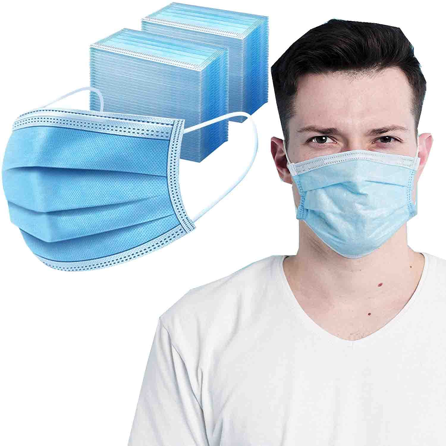 GreatDio® 75 Pcs Disposable 3-Ply Earloop Face Masks - Breathable Protection for Home, School, Office & Travel - Comfortable Blue Masks for Daily Use & Public Safety