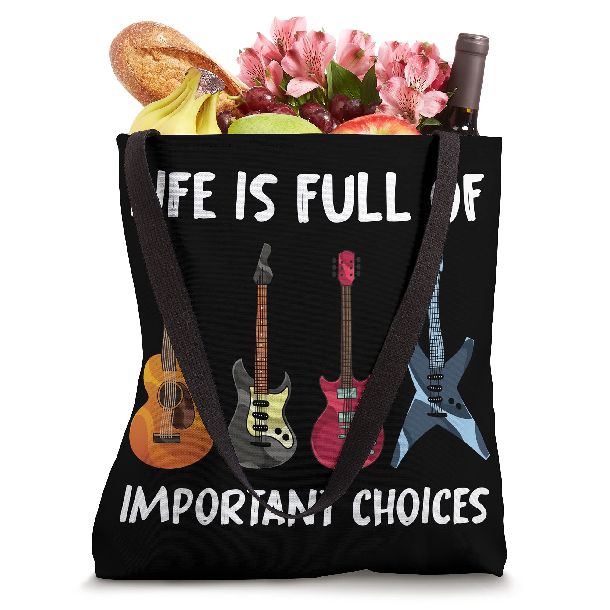 Funny Acoustic Guitarist Tote Bag - Musical Instrument Themed Cotton Canvas Electric Guitar Gift for Musicians - Perfect for Music Lessons, Concerts & Band Rehearsals