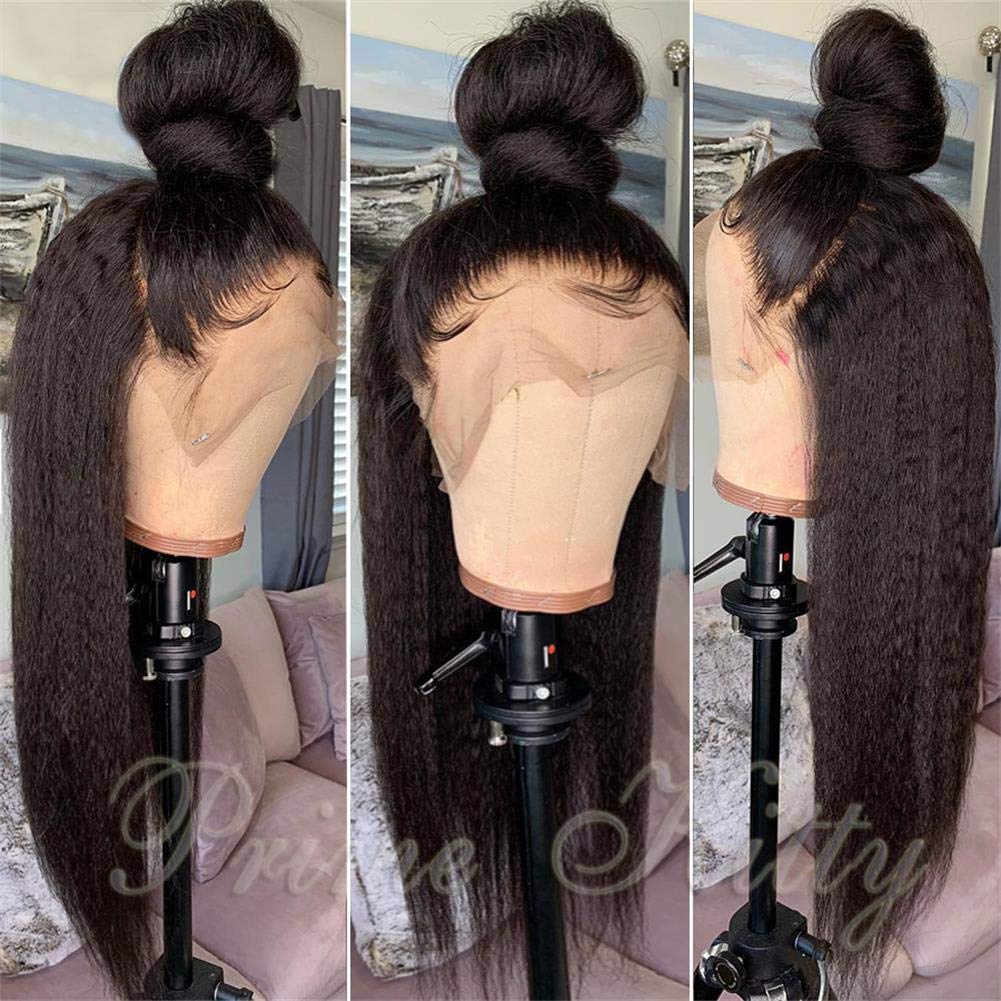 10A Brazilian Virgin Human Hair T Part Lace Wig - Kinky Straight Pre Plucked 130% Density HD Lace Wigs | Natural Look for Daily Wear, Parties & Special Occasions