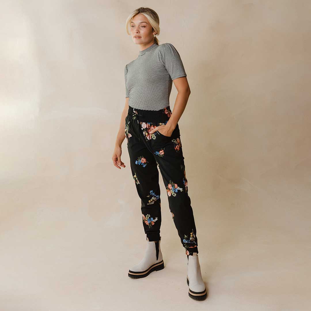 Destination Joggers for Women - Rose Black Color Comfortable Lounge Pants | Perfect for Yoga, Running, Travel & Casual Wear