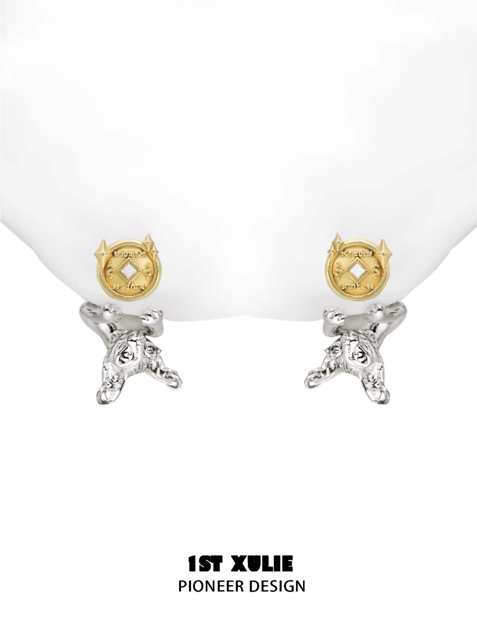 18K Gold Plated Lucky Cat Money Earrings for Women - Fashion Jewelry Gift for Good Luck & Wealth - Perfect for Parties, Dating & Everyday Wear
