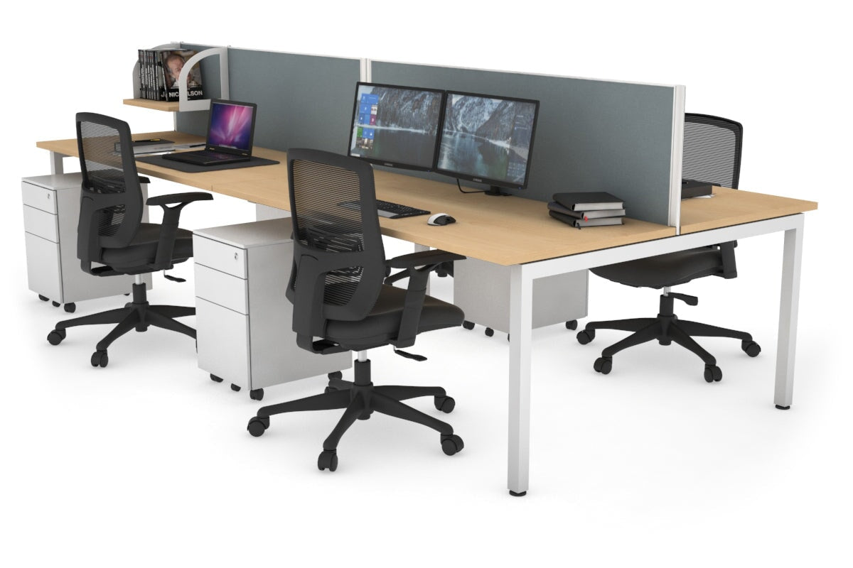 Quadro Square Legs 4-Person Office Workstation Desk - 1800mm x 700mm (71