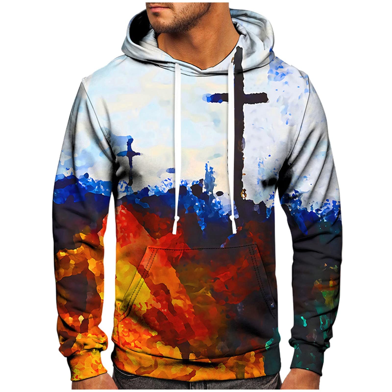 Custom 3D Printed Men's Hoodies with Pockets - Personalized Casual Long Sleeve Hooded Sweatshirts for Streetwear & Outdoor Activities