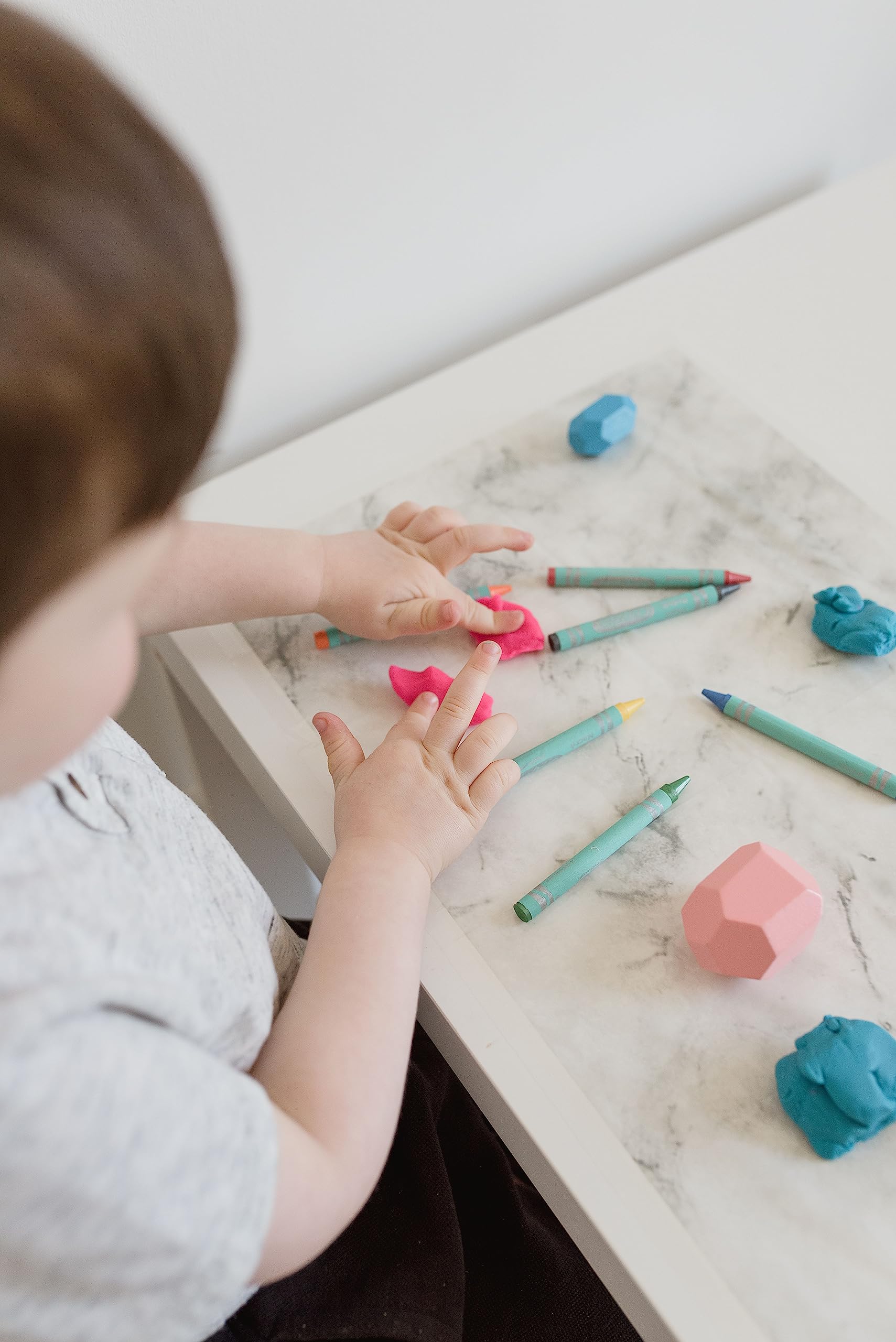 Eco-Friendly Disposable Baby Placemats 40 Pack - Biodegradable Stick-On Table Mats for Toddlers, Restaurants & Travel - 12x18 Inch Marble Print - Perfect for Dining Out, Picnics & Mess-Free Meals
