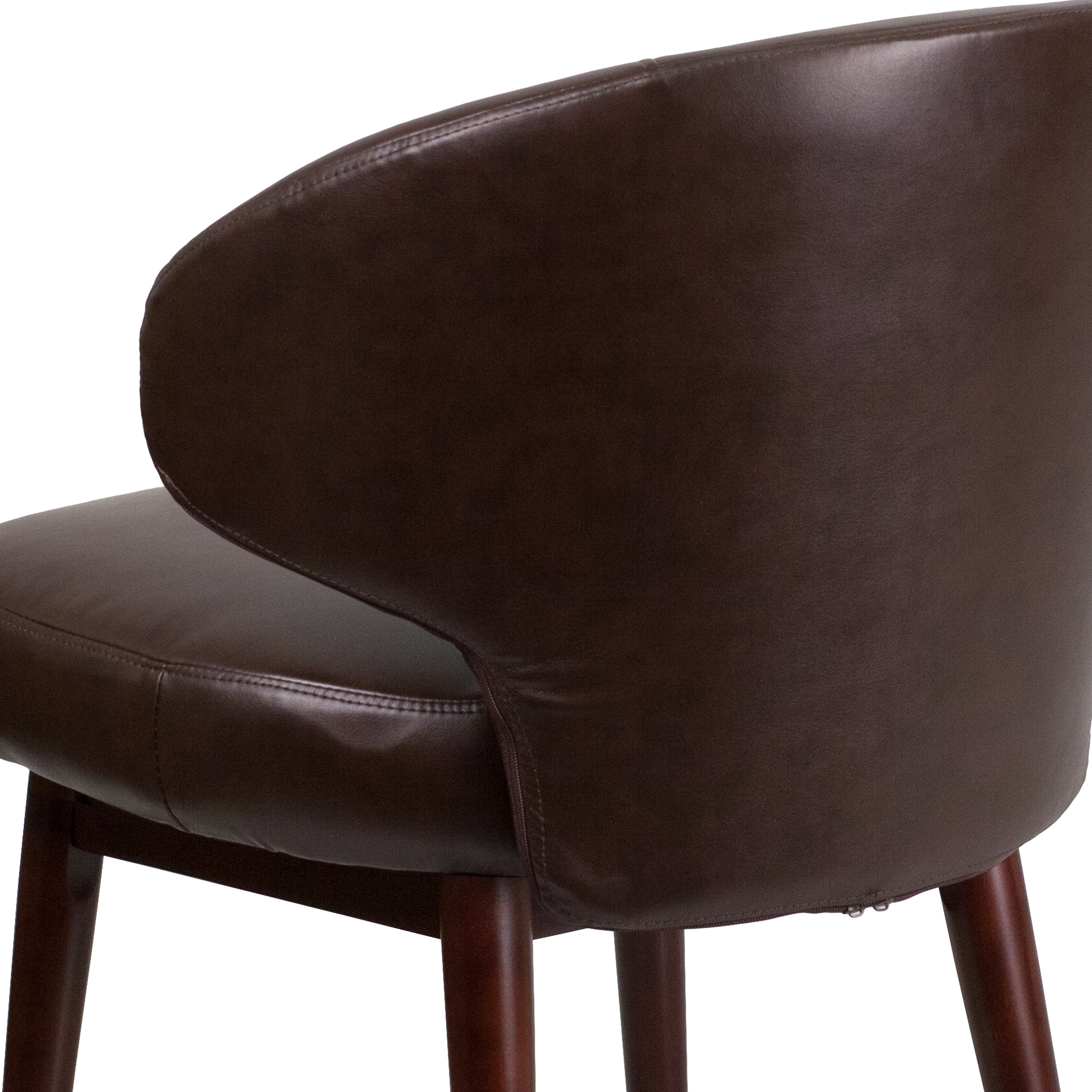 Premium FLASH Comfort Back Series Black LeatherSoft Side Reception Chair with Walnut Legs - Perfect for Office Lobby, Waiting Room & Conference Room Seating