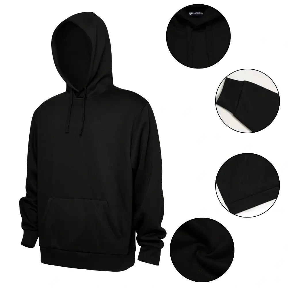 Solid Color Black Hoodie for Men & Women - Soft Cotton Pullover Sweatshirt for Casual Wear, Gym, and Outdoor Activities