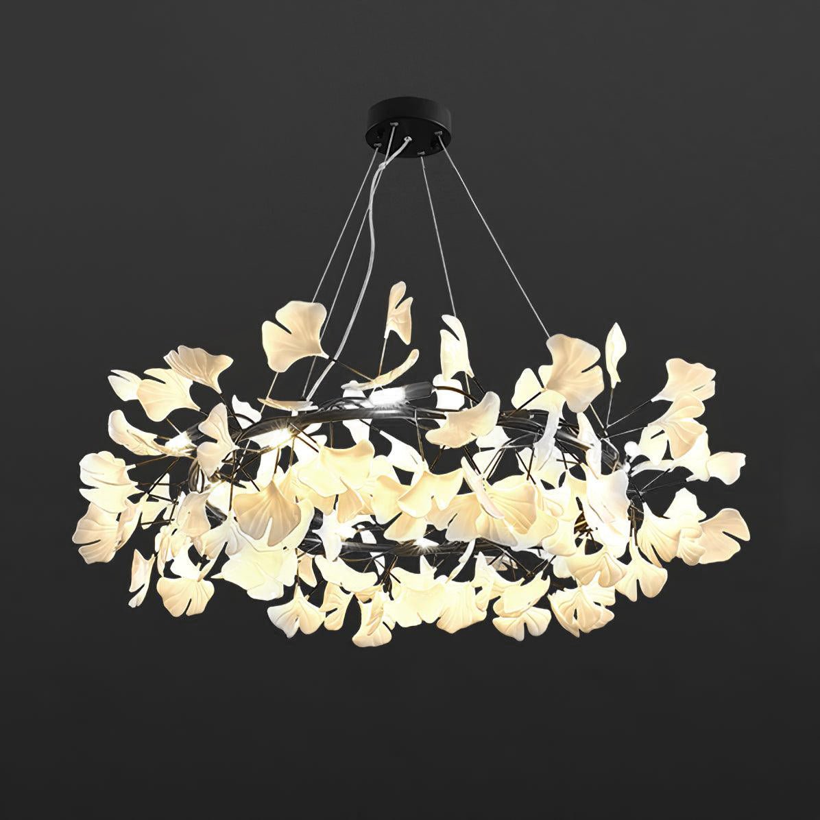 Elegant Ginkgo Leaf Chandelier - Modern Gold Ceiling Light Fixture for Dining Room, Living Room & Bedroom Decor - Perfect for Home Lighting and Interior Design