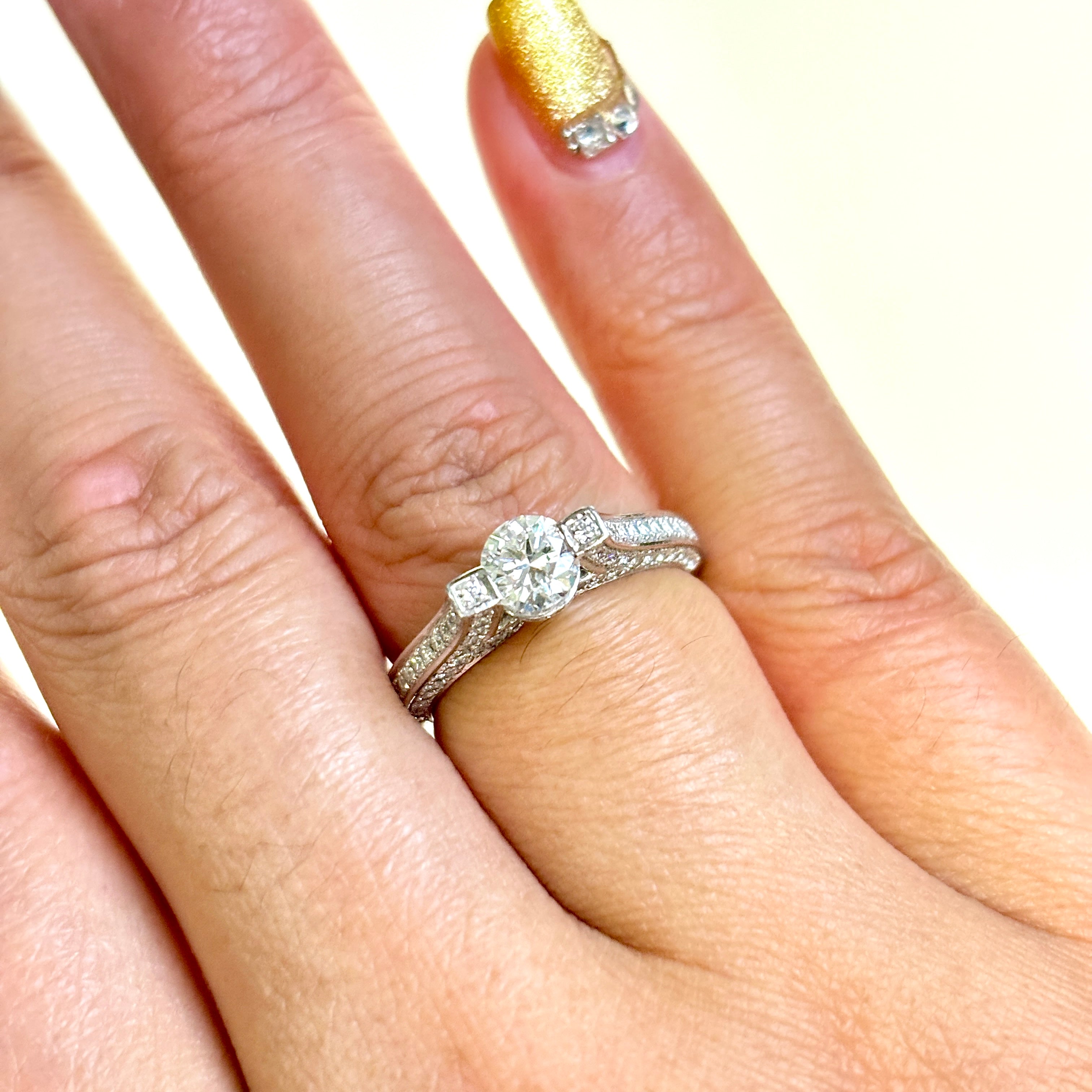 Platinum Diamond Engagement Ring 0.98ctw Size 5.25 - Elegant Wedding Proposal Ring for Her, Perfect Anniversary Gift & Bridal Jewelry