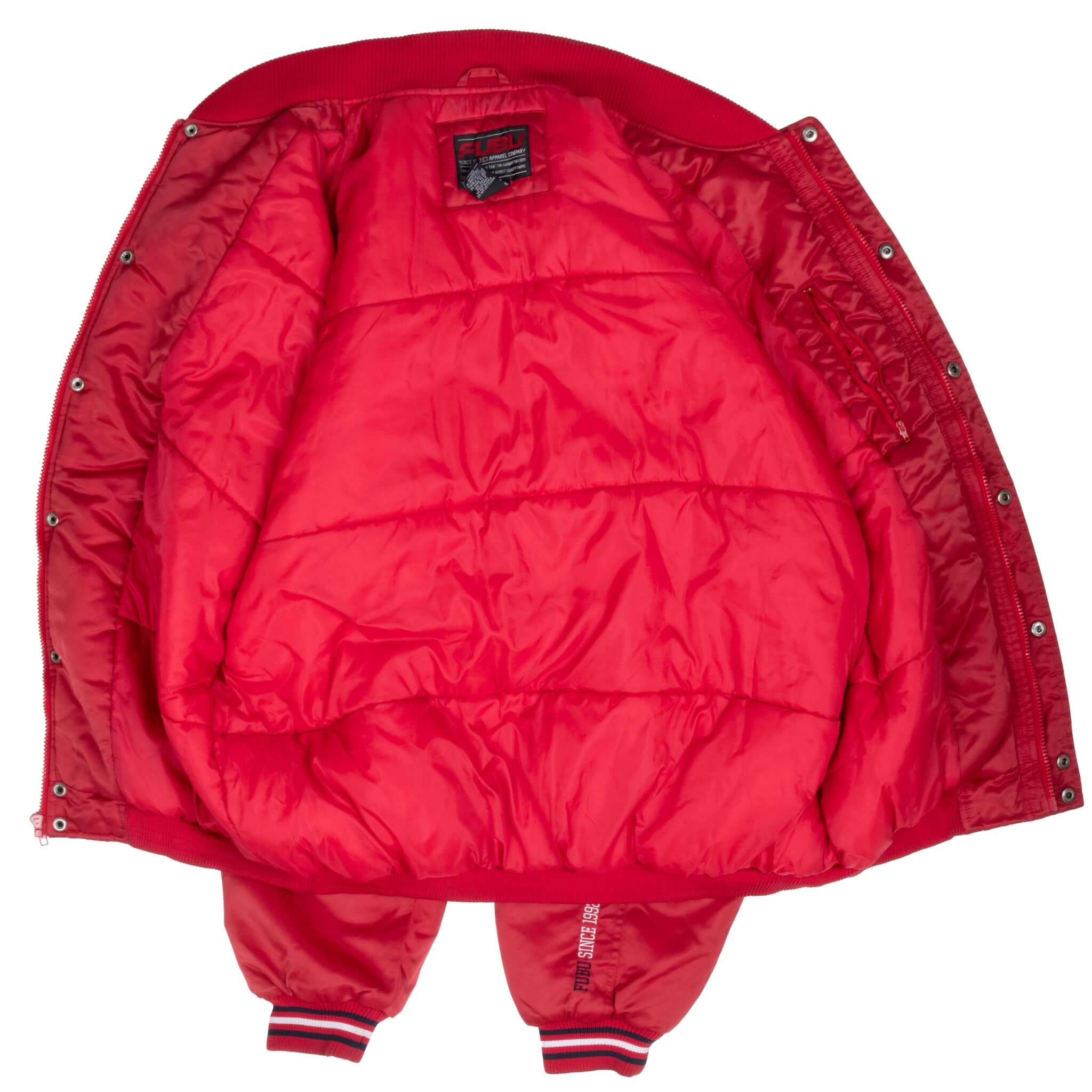 Vintage FUBU Red Satin Bomber Jacket 2000s XL - Hip Hop Streetwear Fashion for Men, Perfect for Concerts, Parties & Retro Style Outfits