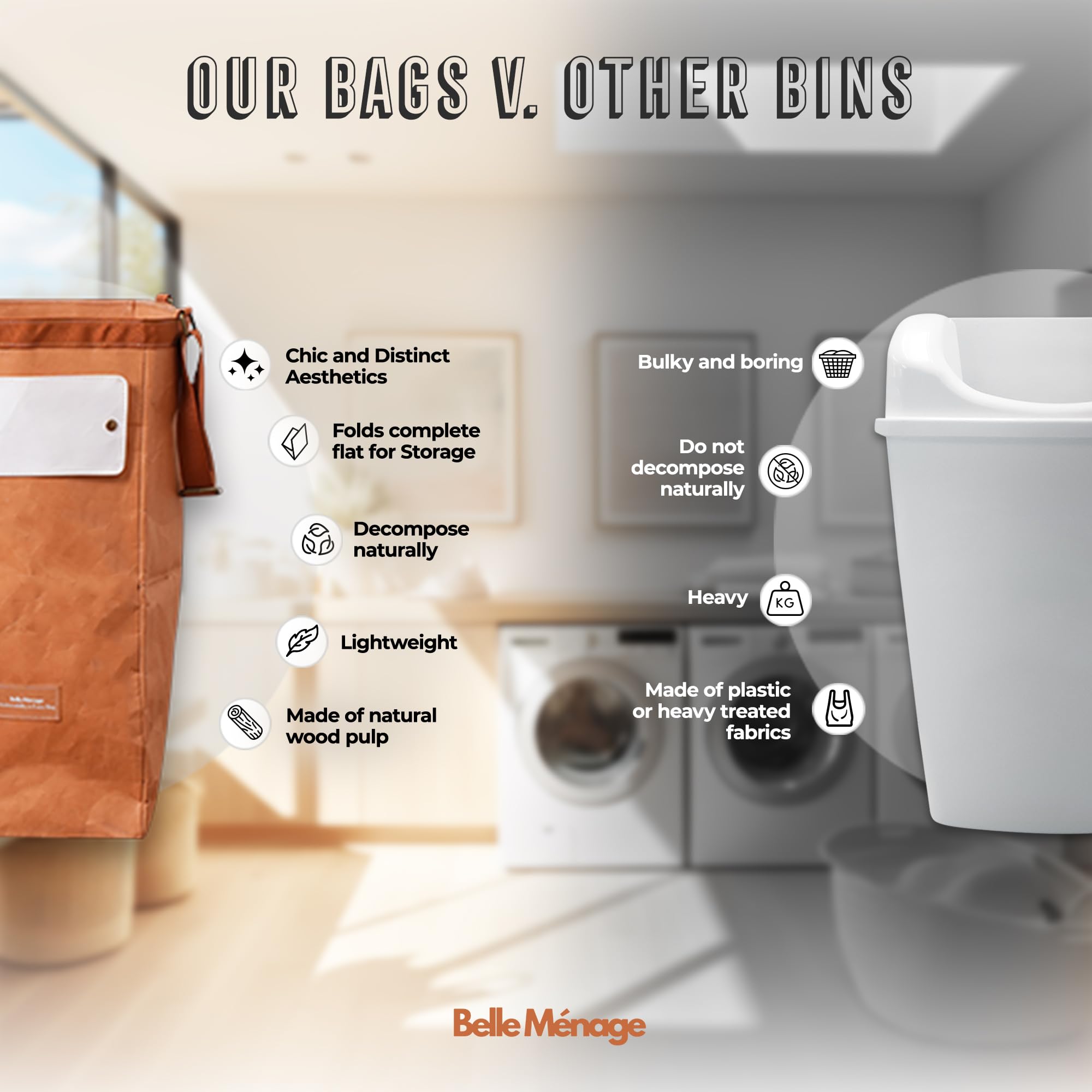 Eco-Friendly Kitchen Recycling Bin Set - Small Indoor Paper & Can Recycling Bins Combo, White & Orange Trash Can & Recycle Bin for Sustainable Home Waste Management | Perfect for Countertop, Pantry & Eco-Conscious Households