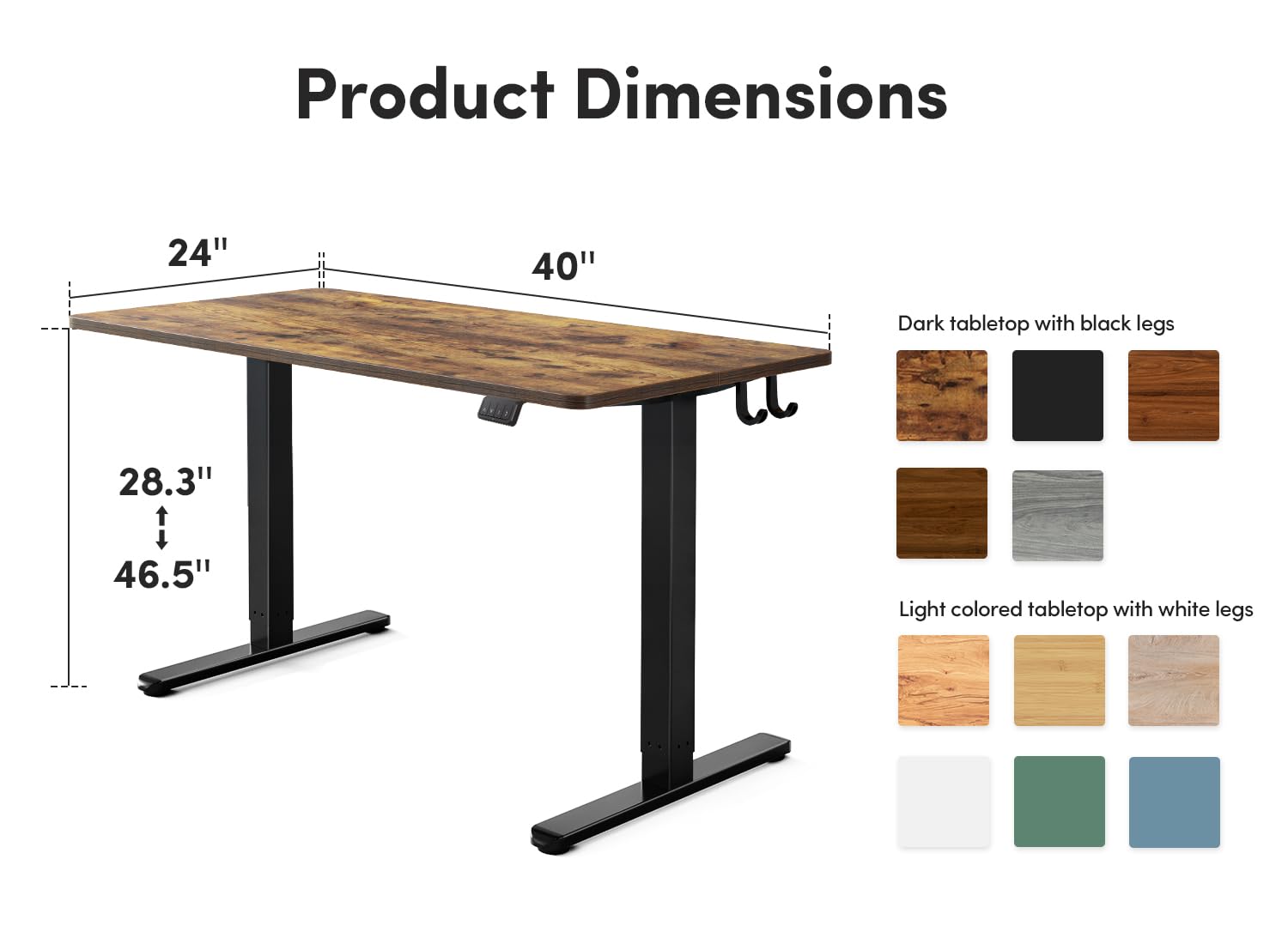 FEZIBO Electric Standing Desk 48 x 24 Inches, Height Adjustable Sit Stand Desk with Splice Board - Black Frame & Rustic Brown Top for Home Office, Gaming, and Workspace Ergonomics