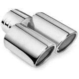 GOLSM Dual Round Pipe Car Exhaust Silencer - Chrome Finish for Maruti 800 | Performance Upgrade & Enhanced Sound | Perfect for Street Racing & Car Customization