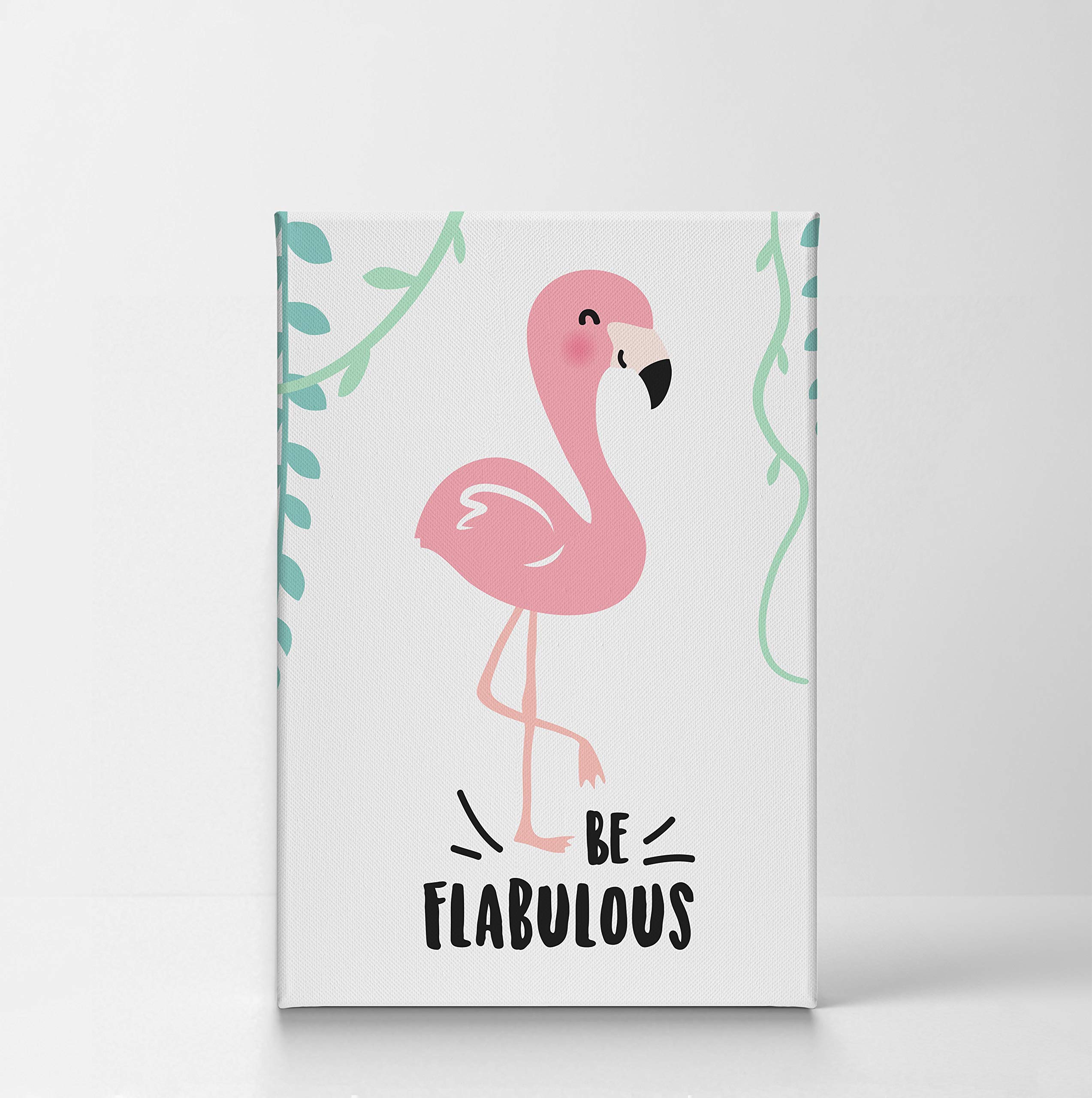 Flabulous Flamingo Quote Canvas Print - Smile Art Design Wall Decor for Kids Room, Nursery & Baby Room - Ready to Hang 22x15 Inches - Made in USA | Perfect for Birthday Gifts & Tropical Themed Bedrooms
