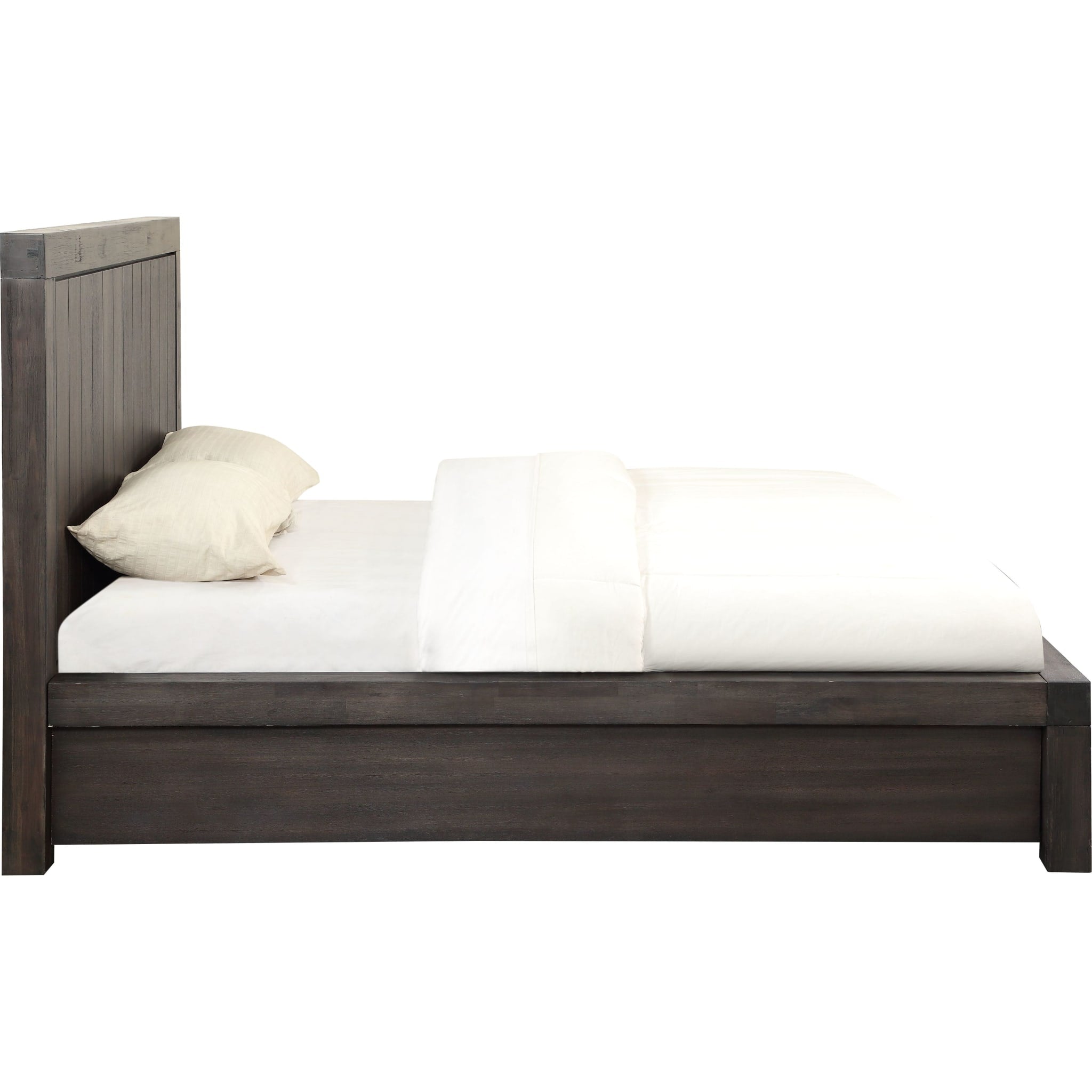 Heath Wood Platform Bed Frame in Basalt Grey - Modern Minimalist Bedroom Furniture for Small Spaces & Lofts