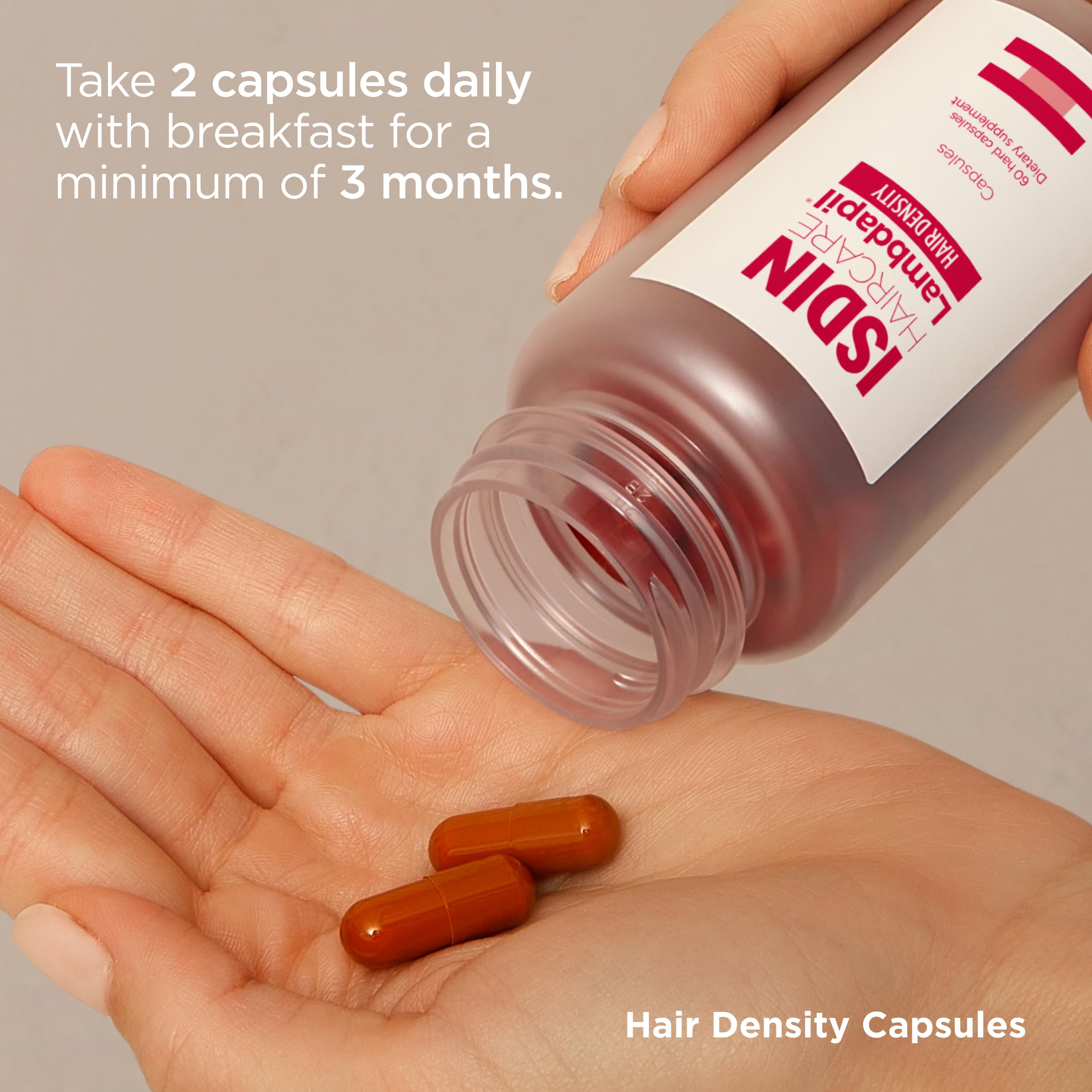 ISDIN Lambdapil Hair Density Capsules - Hair Growth Vitamins for Thinning Hair & Thicker Strands | Clinically Proven Formula for Women & Men | Daily Supplement for Fuller, Healthier Hair at Home & On-The-Go