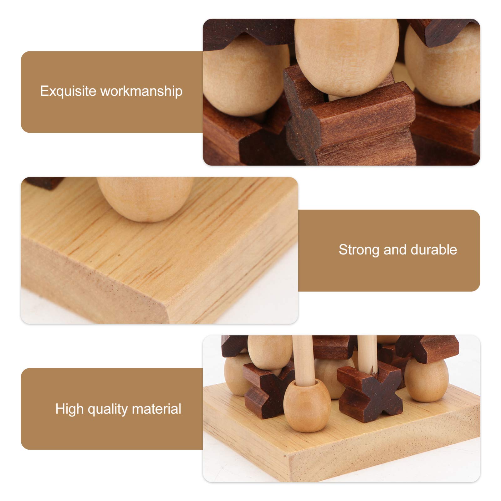 Kisangel 3D Wooden Toe Tic Tac Toe Board Game Set for Kids & Adults - Family Strategy Tabletop Game for Indoor Parties, Camping Trips & Classroom Activities