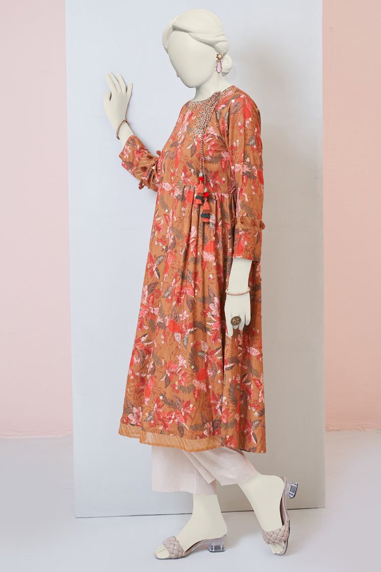 Stylish Cambric Orange Kurti by J. Junaid Jamshed - Perfect for Casual Wear, Parties & Festive Occasions