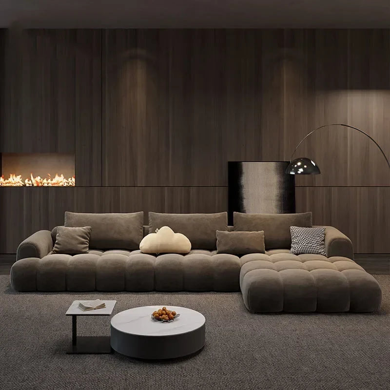 Stretch Puffs Modular Sectional Sofa Set - Comfortable Modern L-Shaped Couch for Living Room, Lounge & Home Theater