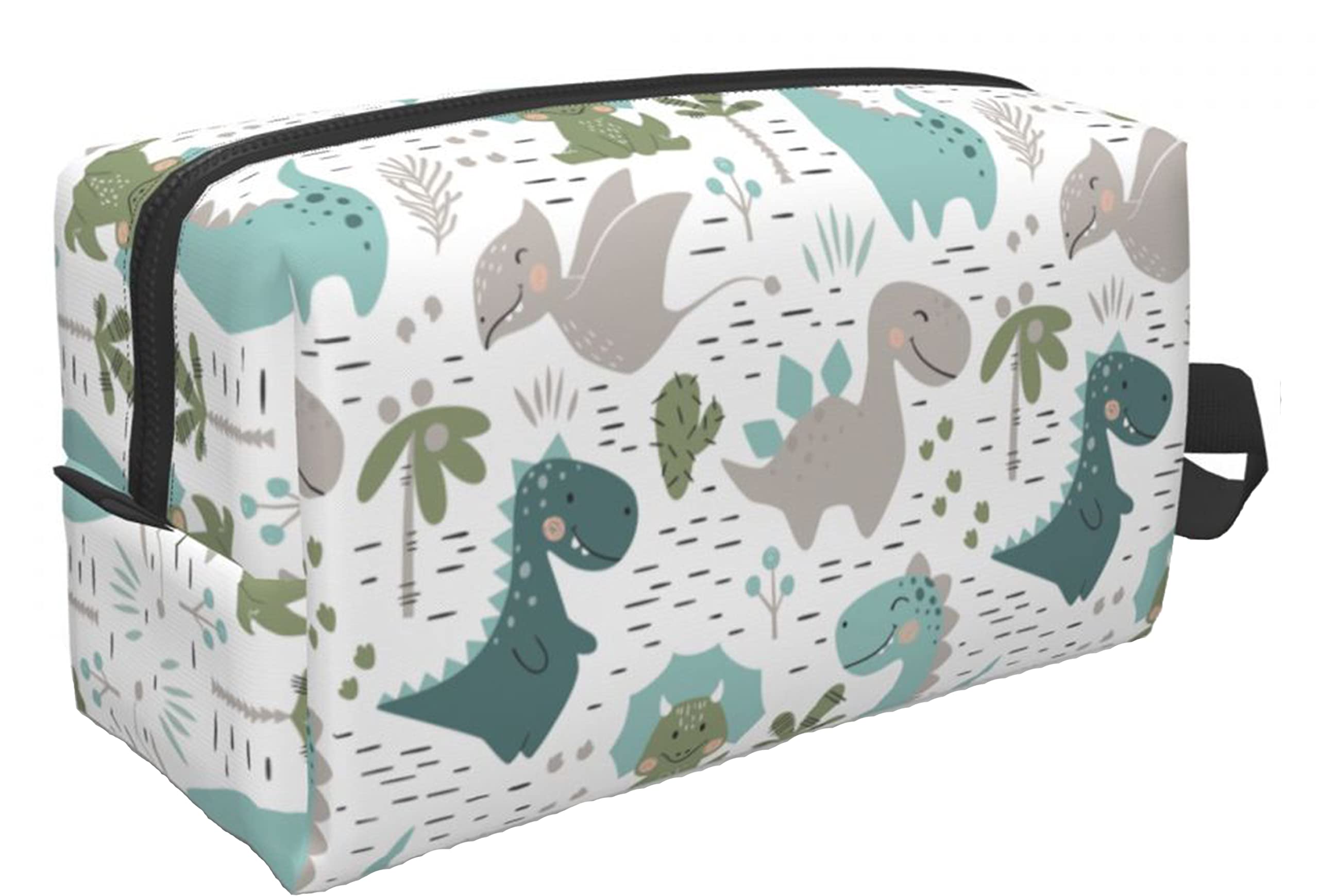 Dinosaur Print Waterproof Travel Toiletry Bag for Women & Men - Large Cosmetic Makeup Organizer Pouch with Zipper - Perfect for Vacation, Gym, Camping & Business Trips