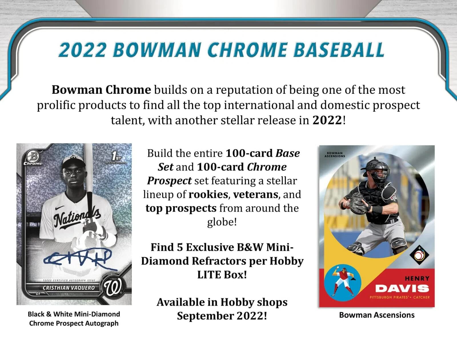 2022 Bowman Chrome Baseball LITE Box - 10 Packs (5 Cards Each) | MLB Trading Cards for Collectors & Investors | Perfect for Sports Memorabilia Collections & Fantasy Baseball Enthusiasts