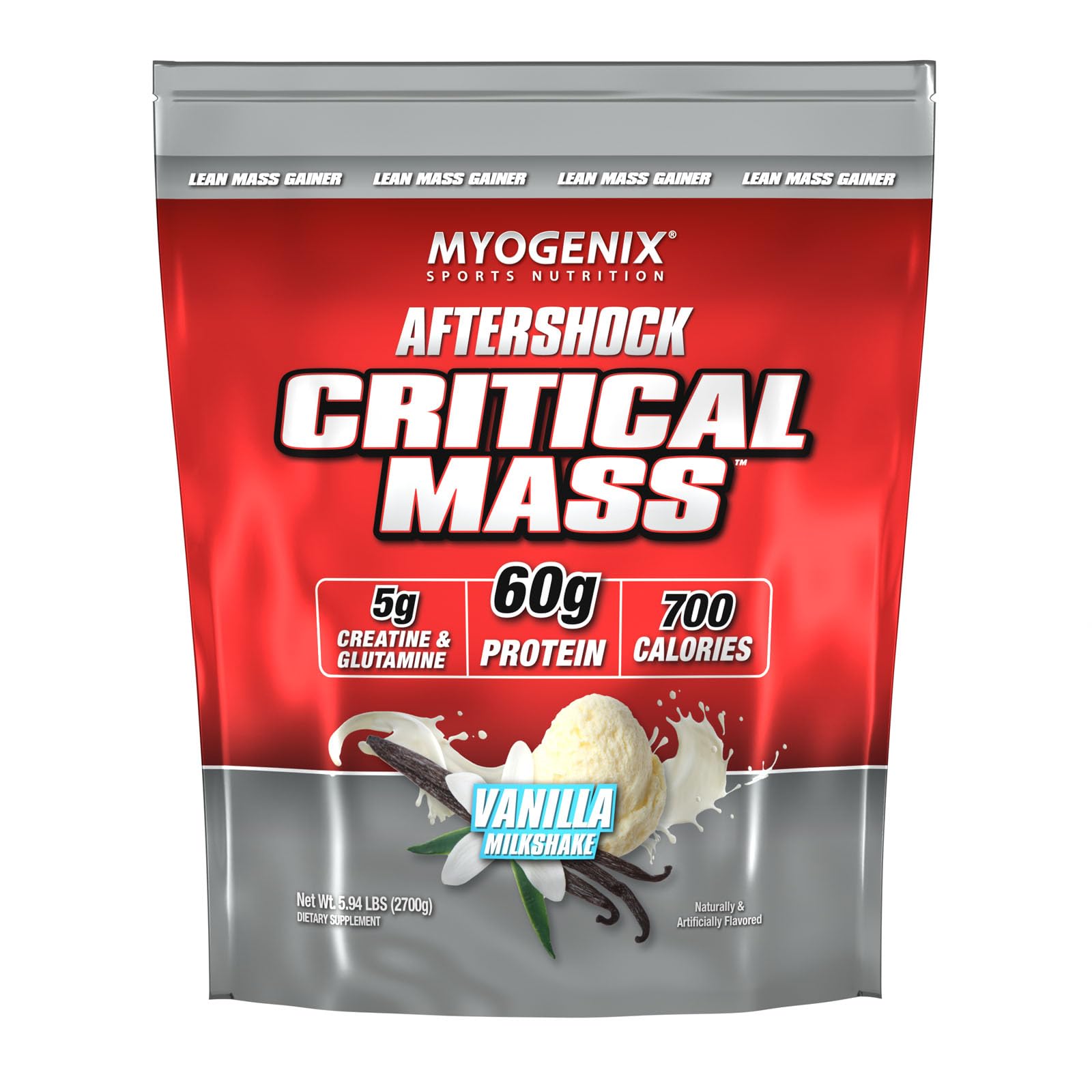 Myogenix Critical Mass Vanilla Whey Protein Powder - 6.01 lbs Lactose-Free Weight Gainer for Muscle Growth & Recovery | Post-Workout & Meal Replacement Supplement for Bodybuilders & Athletes