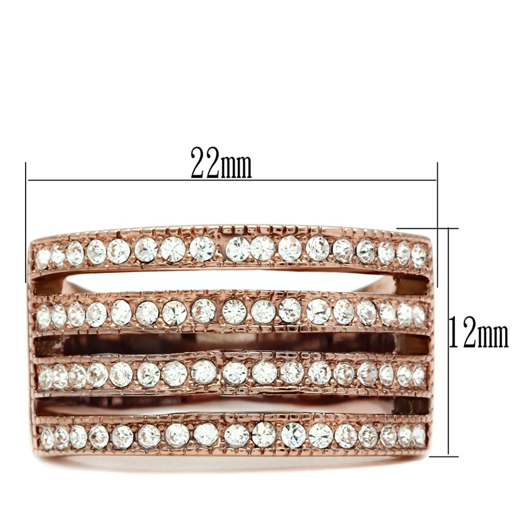 Rose Gold Stacked Pave CZ Ring for Women - Elegant Cubic Zirconia Fashion Jewelry - Perfect for Weddings, Parties & Everyday Wear