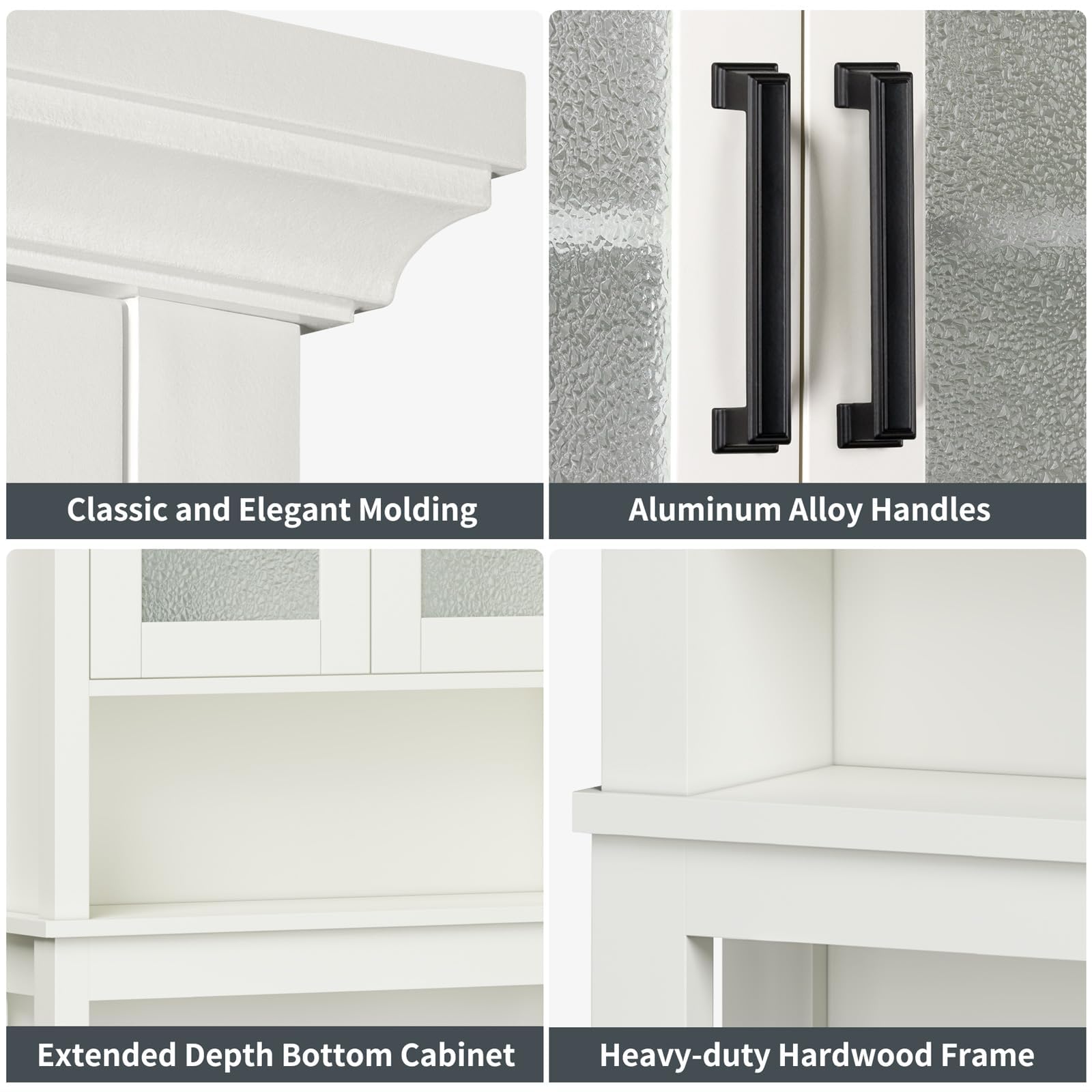 Over The Toilet Storage Cabinet with Doors & Adjustable Shelf - Thick Frame Bathroom Organizer for Above/Behind Toilet - Cream White - Perfect for Small Bathrooms, Apartments & Space-Saving Storage