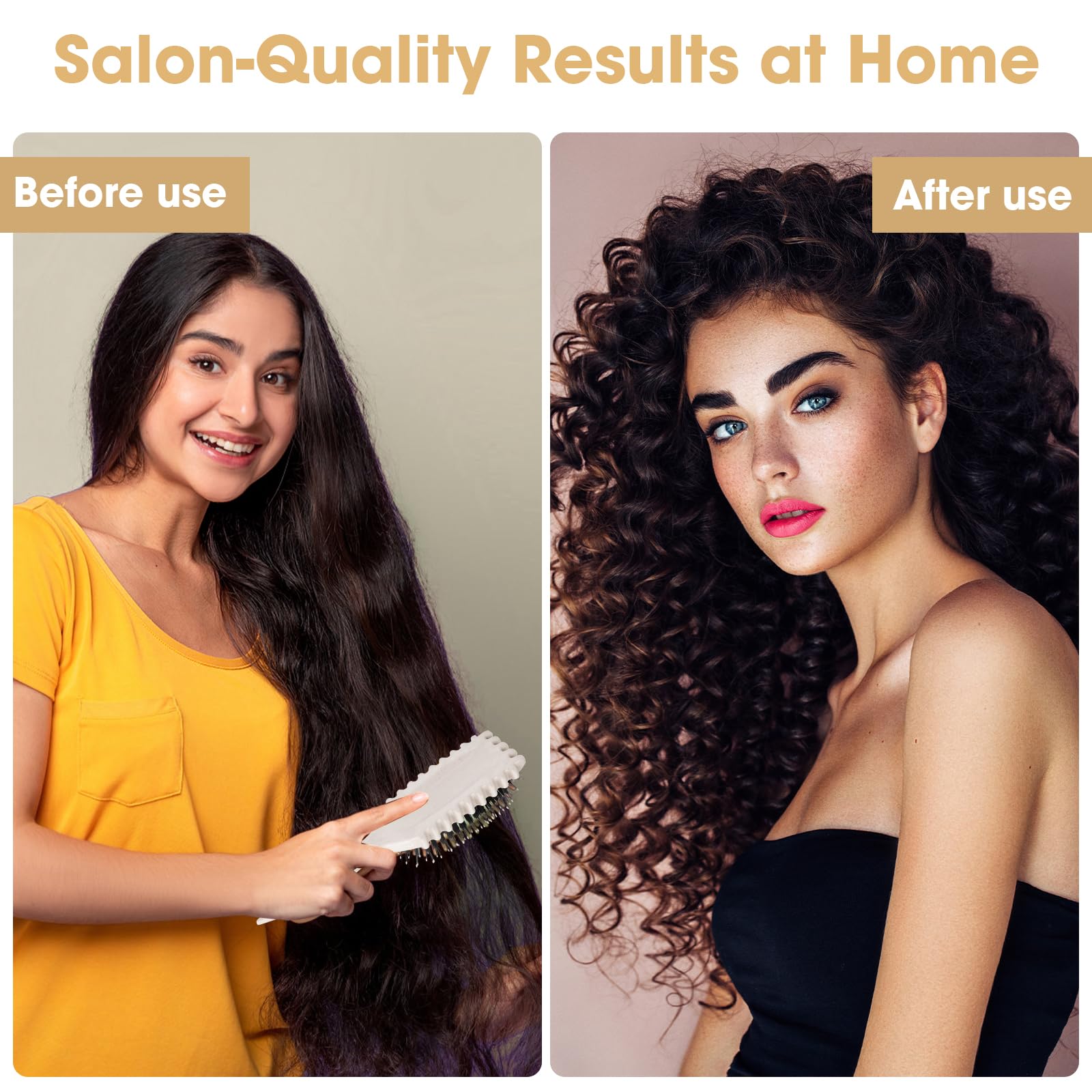 Aura Curl Defining Brush Combo Set - 8-Piece Styling Tools for All Hair Types with Scalp Massager & 4 Hair Clips - Perfect for Salon, Home & Travel Hair Care