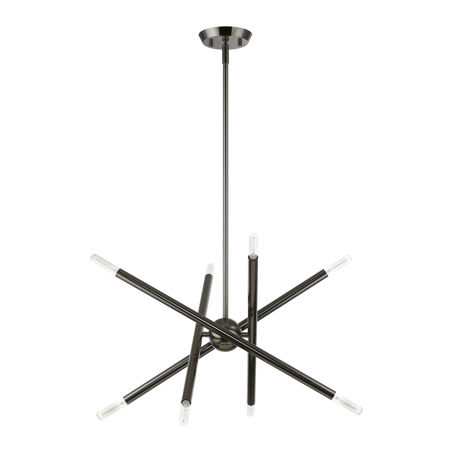 Livex Lighting 46774-46 Soho Black Chrome Chandelier - Elegant Ceiling Light Fixture for Dining Room, Bedroom & Living Room Decor
