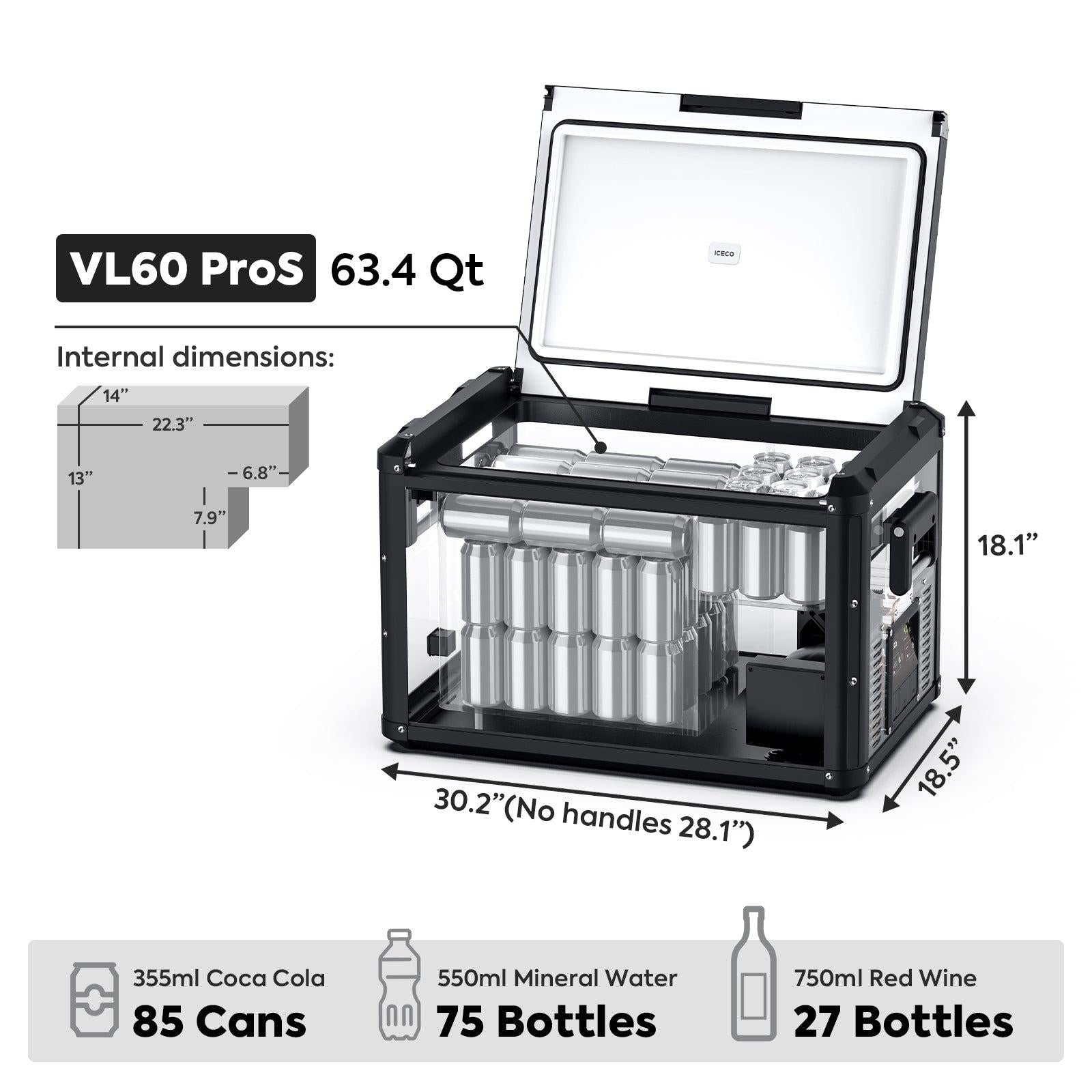 ICECO VL60ProS 63.4QT Portable Electric Cooler Fridge with Cover - Perfect for Camping, Road Trips & Outdoor Adventures