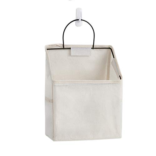 Fantasyon Waterproof Over The Door Hanging Storage Bag - Closet Organizer with Pockets, Linen Cotton Wall Mounted Organizer Box for Bedroom & Bathroom (White) - Perfect for Towels, Toys, Accessories & Small Item Storage