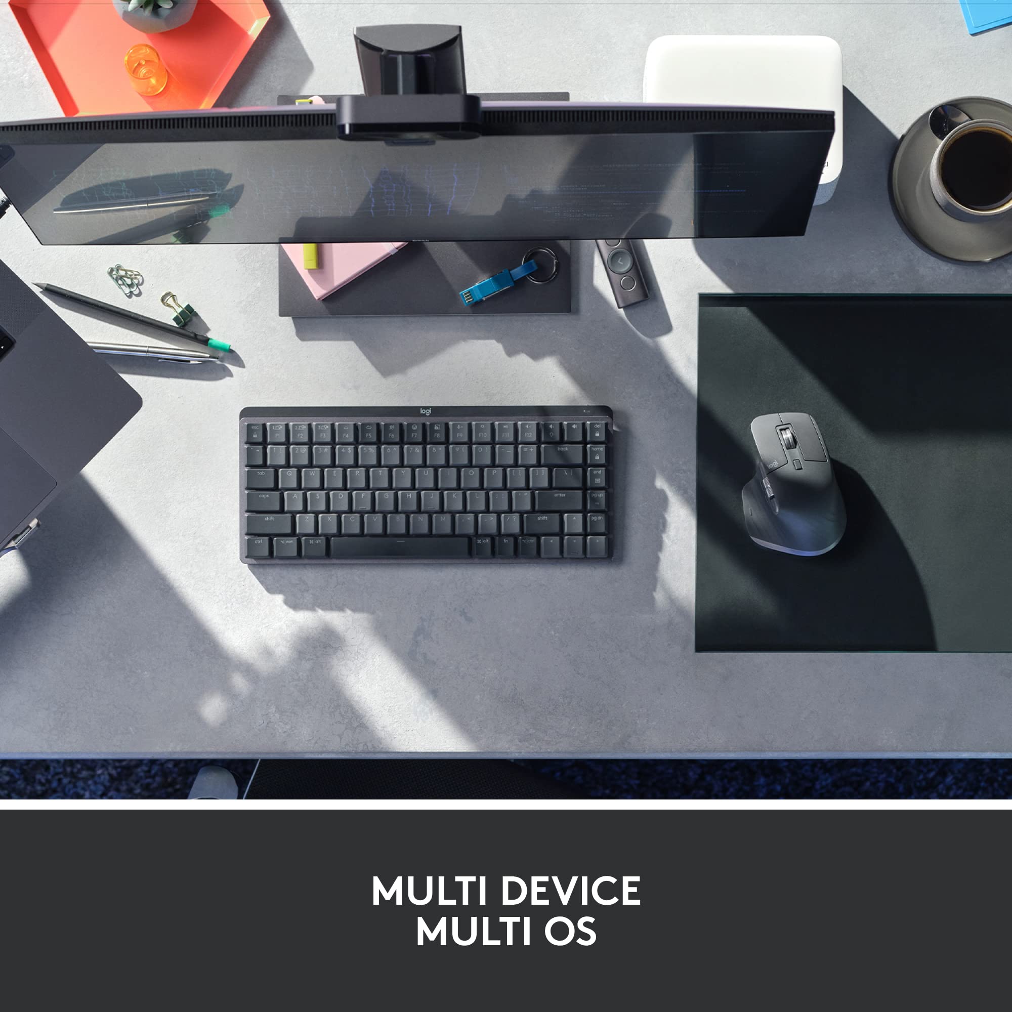Logitech MX Mechanical Mini TKL Backlit Wireless Keyboard & MX Master 3S Wireless Mouse Bundle - Linear Switches, Bluetooth, USB-C | Compatible with Mac, Windows, Linux, iOS, Android | Perfect for Office Work, Gaming & Graphic Design