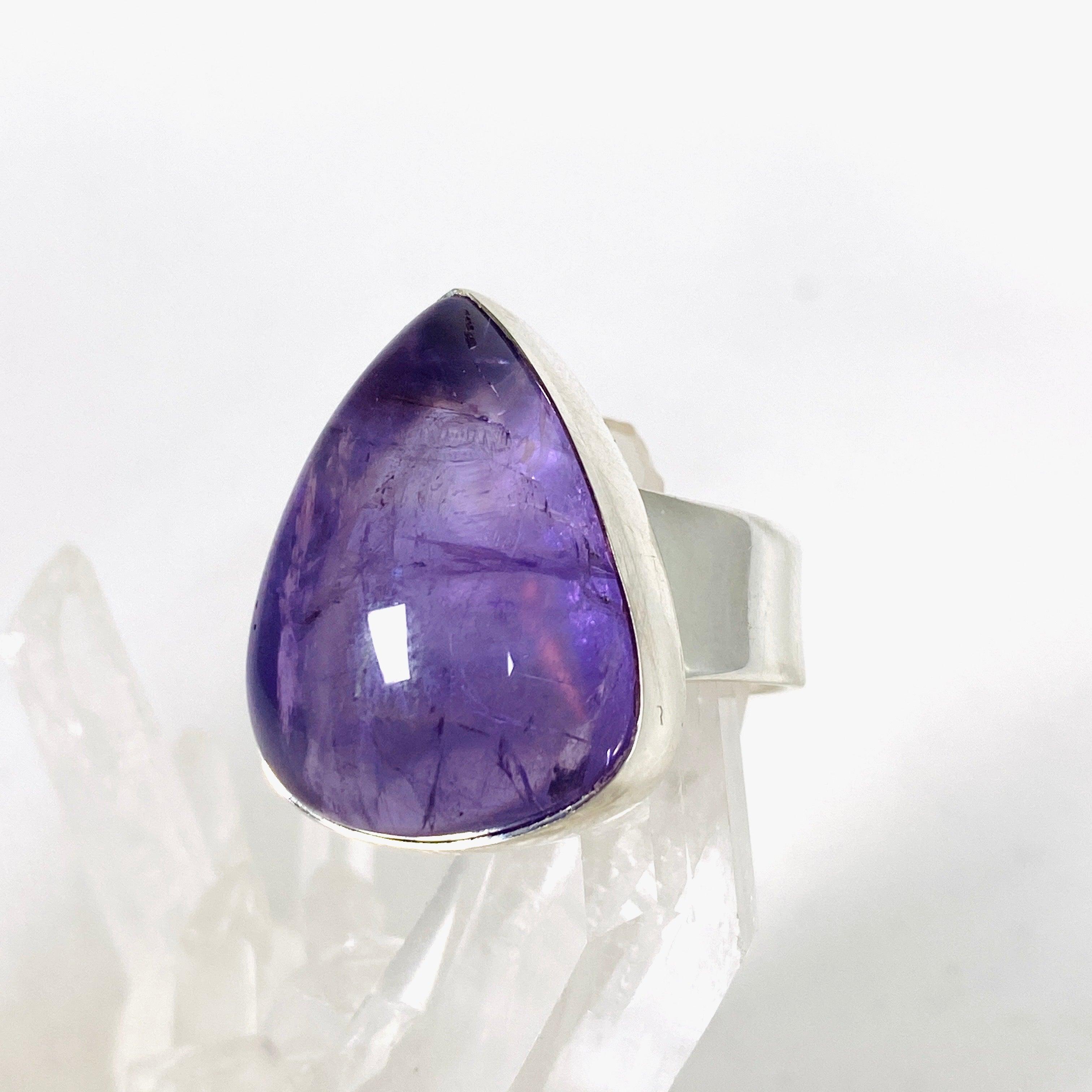 Amethyst Teardrop Ring Size 8 KRGJ2958 - Elegant Purple Gemstone Jewelry for Women, Perfect for Weddings, Parties & Gifts