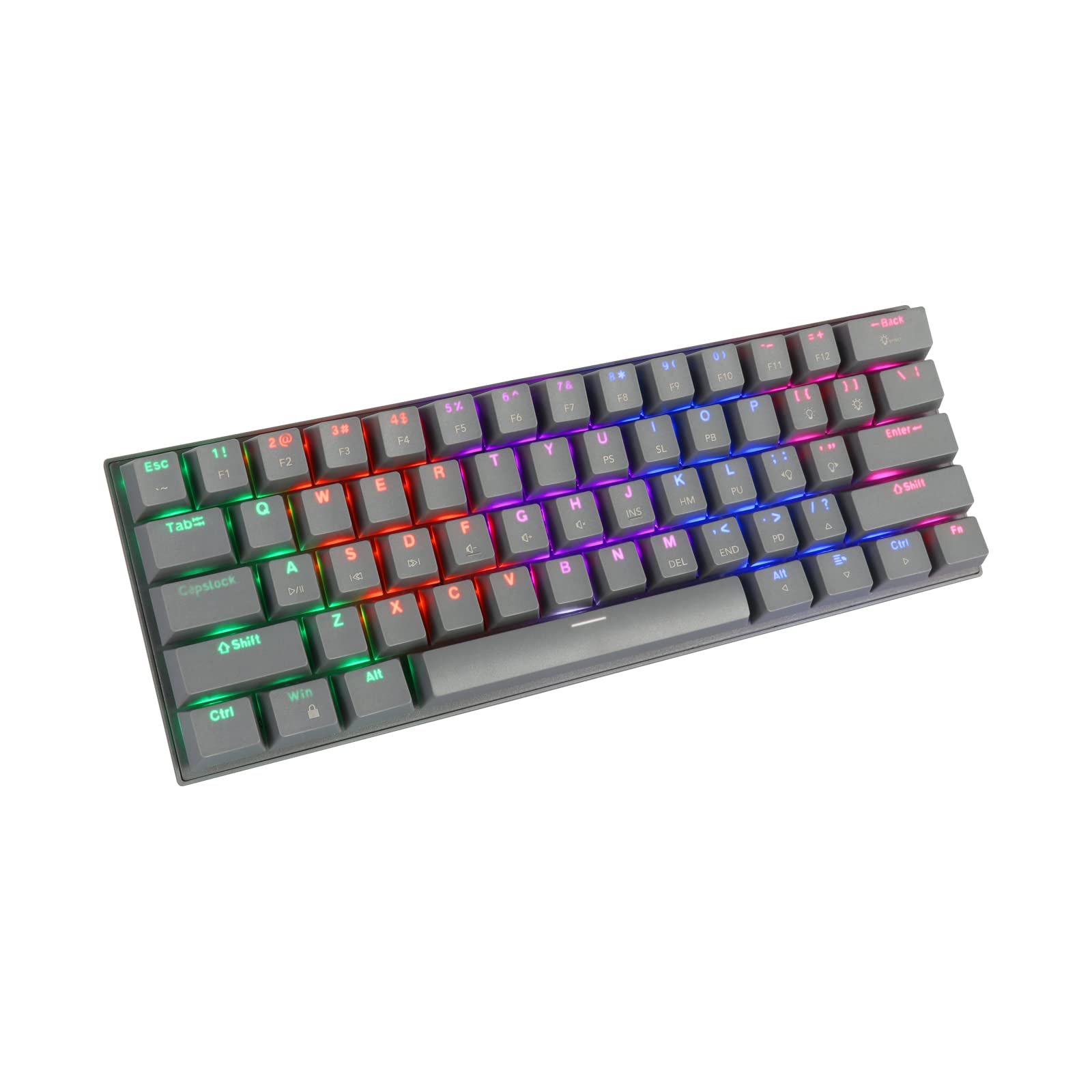 Outemu SK61 RGB 60% Mechanical Gaming Keyboard - Blue Switch for PC & Desktop Gaming (Cement Gray)