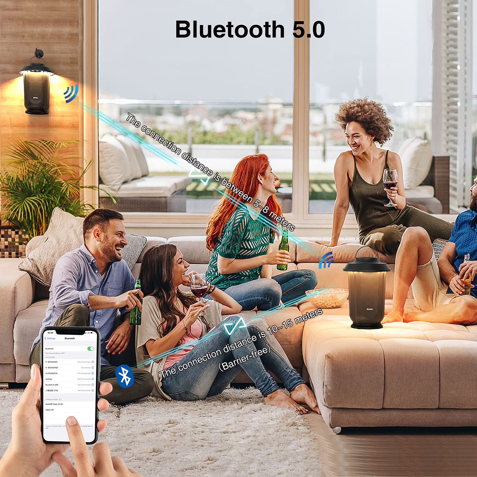 Onforu 2 Pack Outdoor Bluetooth Speakers with LED Lights - Wireless Loud Stereo Sound, TWS Pairing, Bluetooth 5.0 - Perfect for Christmas Parties, Garden Decor, Patio Entertainment & Camping Nights