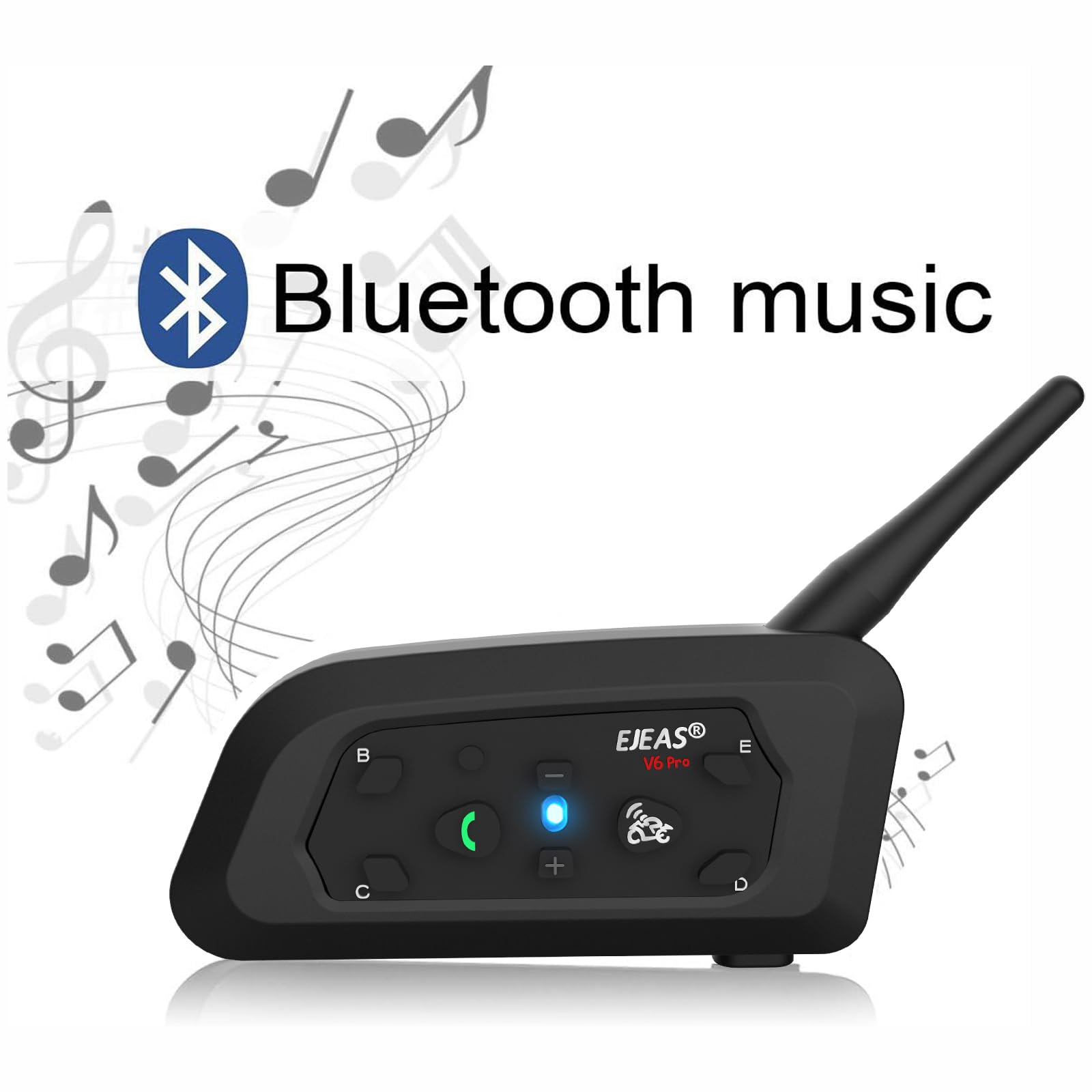 V6 Pro Motorcycle Helmet Bluetooth Intercom Headset - 6 Rider Wireless Communication System, 1200m Range, IP65 Waterproof - Perfect for Group Rides, Touring & Adventure Motorcycling