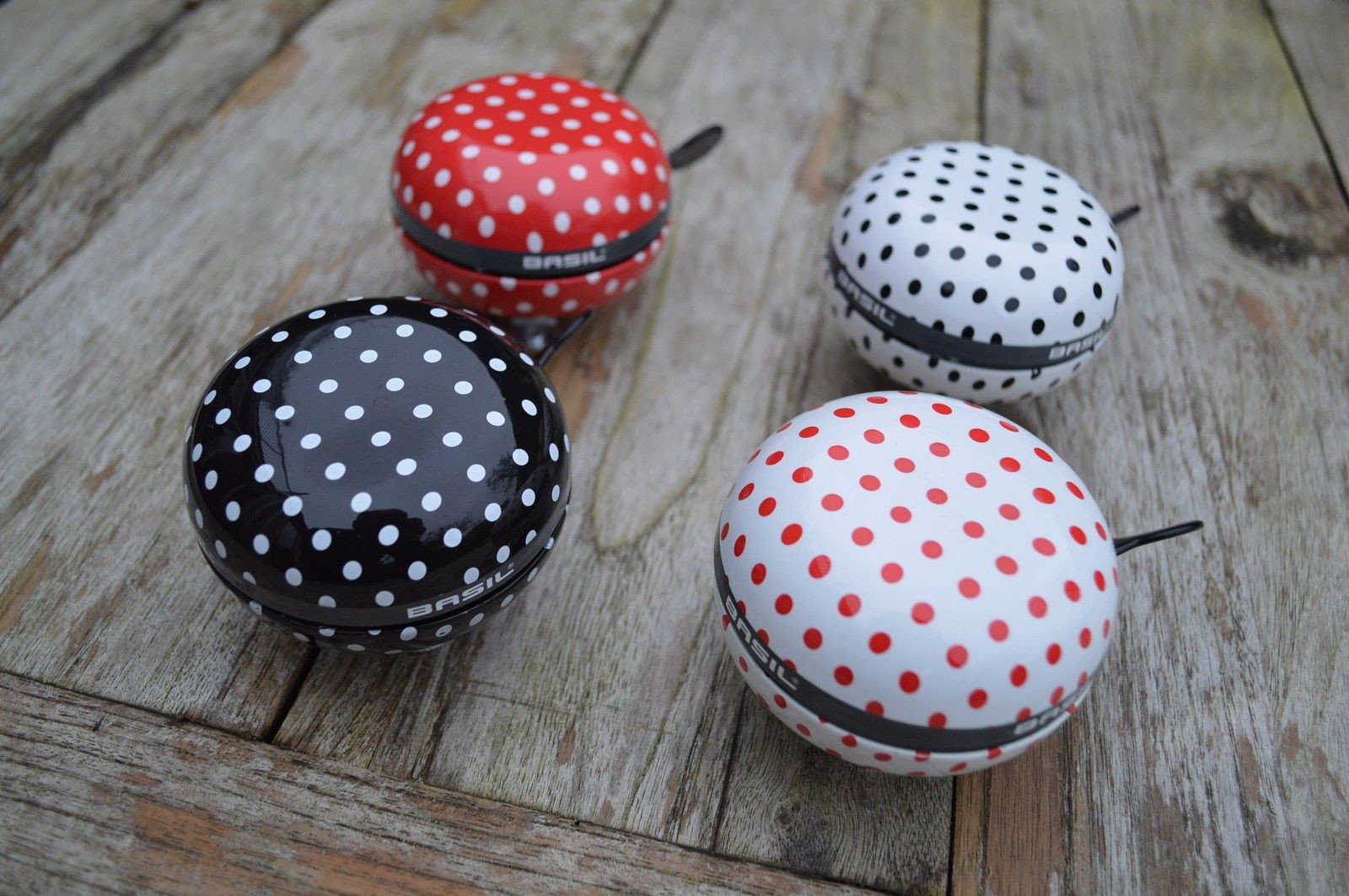 Polka Dot Basil Bike Bell - 3 Inch Loud Ding Dong Ring for Bicycles - Perfect for Kids, Adults & Commuters - Ideal for Urban Cycling & Outdoor Adventures