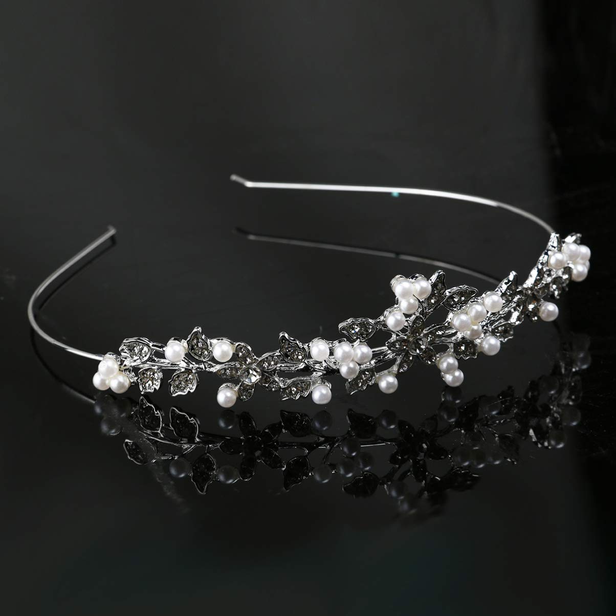 Minkissy 2PCS Wedding Hair Accessories - Rhinestone Bridal Tiara & Pearl Headband for Bride, Women's Wedding Birthday Party - Perfect for Bridal Shower, Bachelorette, Prom & Formal Events