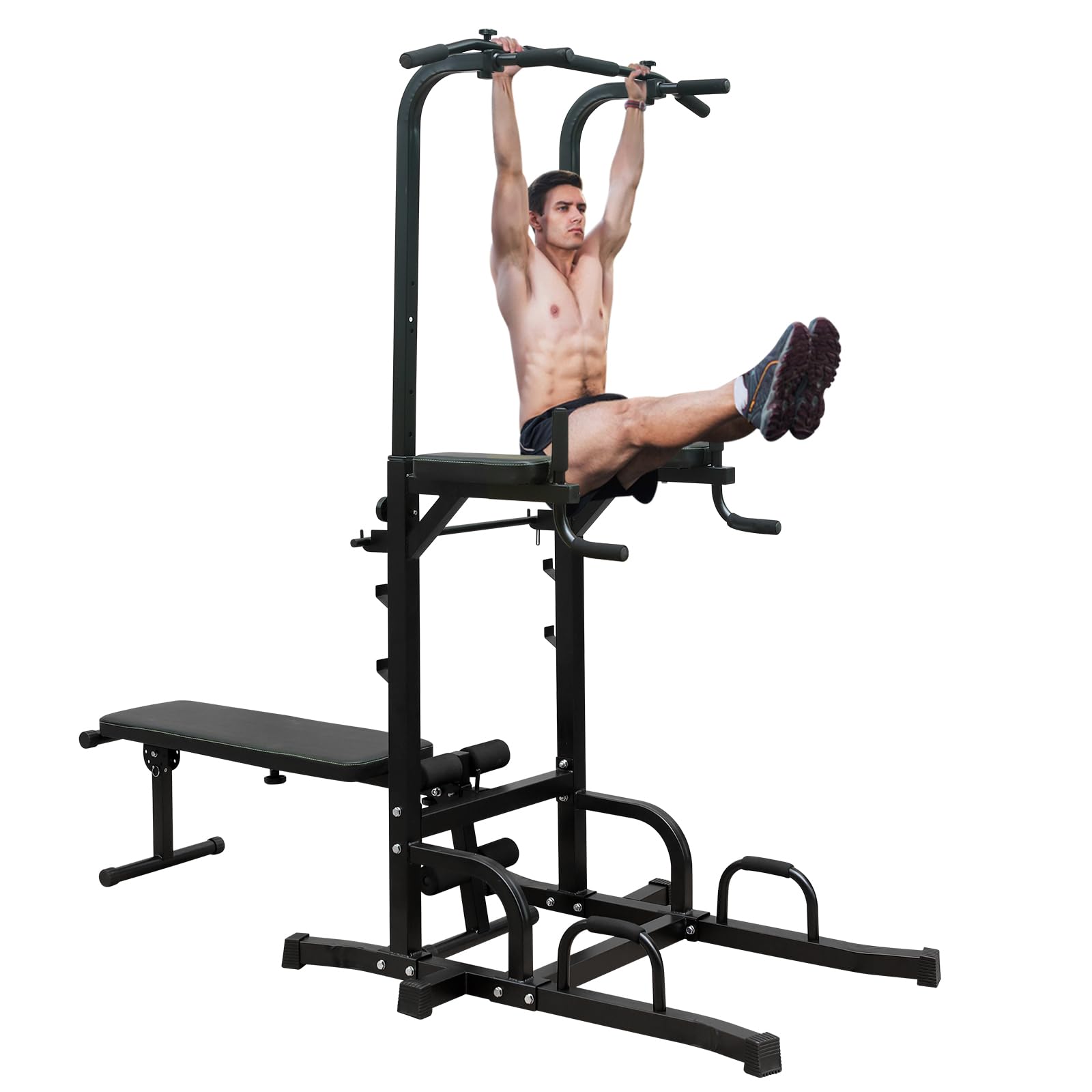 Adjustable Height Dip Bar Station - Heavy Duty Home Gym Equipment for Full Body Strength Training, Pull Up Bar & Multi-Function Dip Station - Perfect for Triceps Dips, Calisthenics & Home Workouts (Ideal for Garage Gym & Small Spaces)