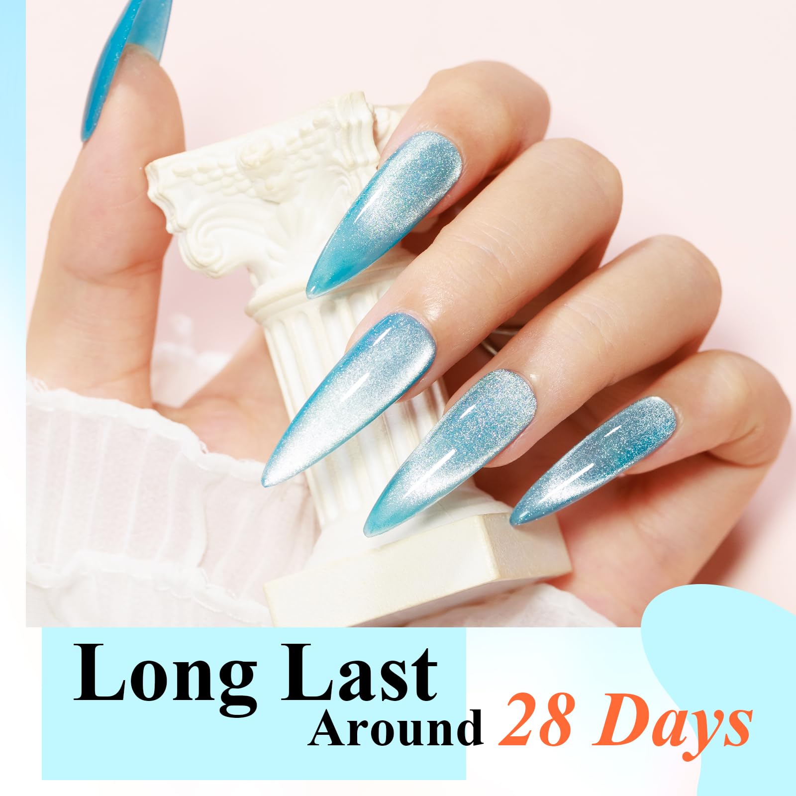 10 Colors Neon Cat Eye Gel Nail Polish Set - Magnetic 9D Effect with Sparkle Glitter (Red, Pink, Blue) - Long Lasting Soak Off UV/LED Gel Polish for Home Salon & Professional Nail Art