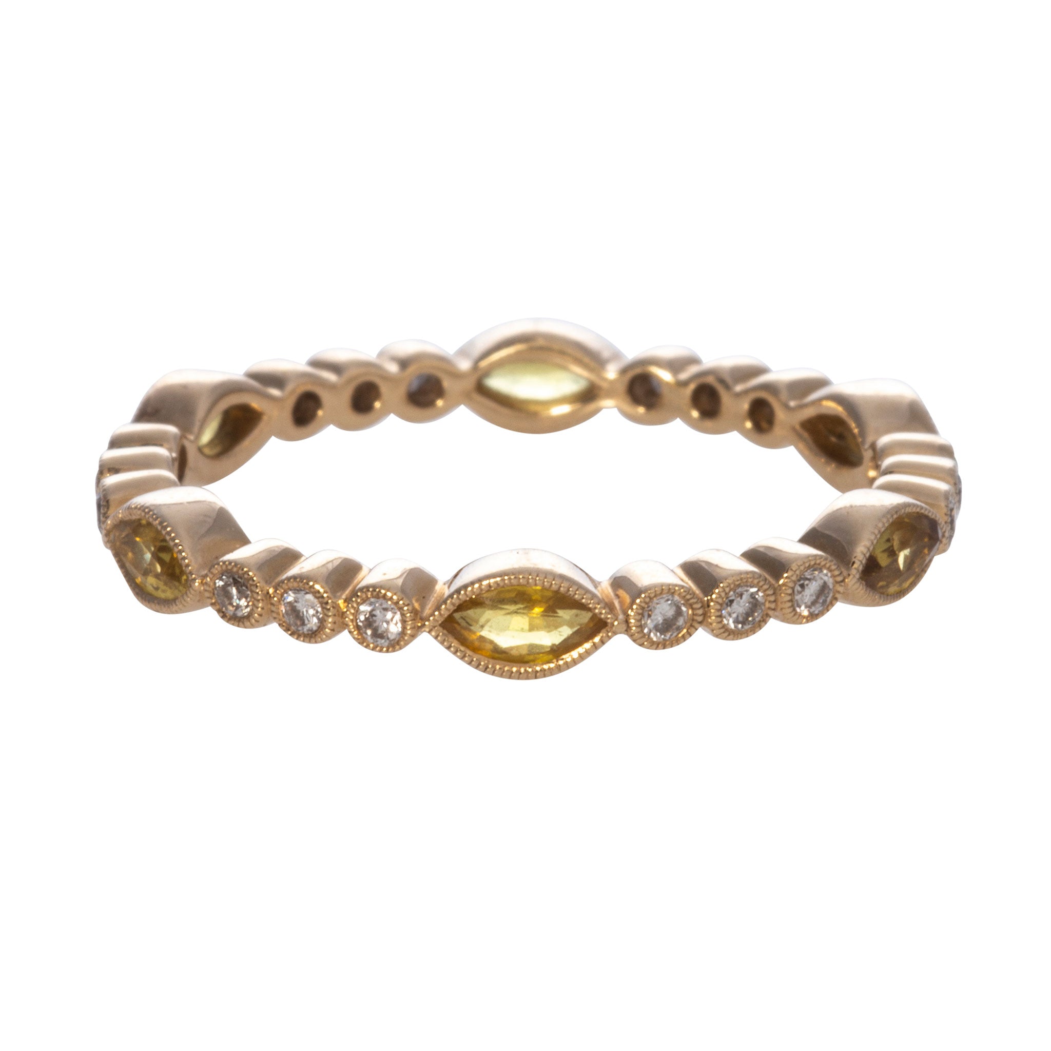 14K Yellow Gold Marquise Yellow Sapphire & Diamond Eternity Band Ring for Women - Perfect for Weddings, Anniversaries & Special Occasions