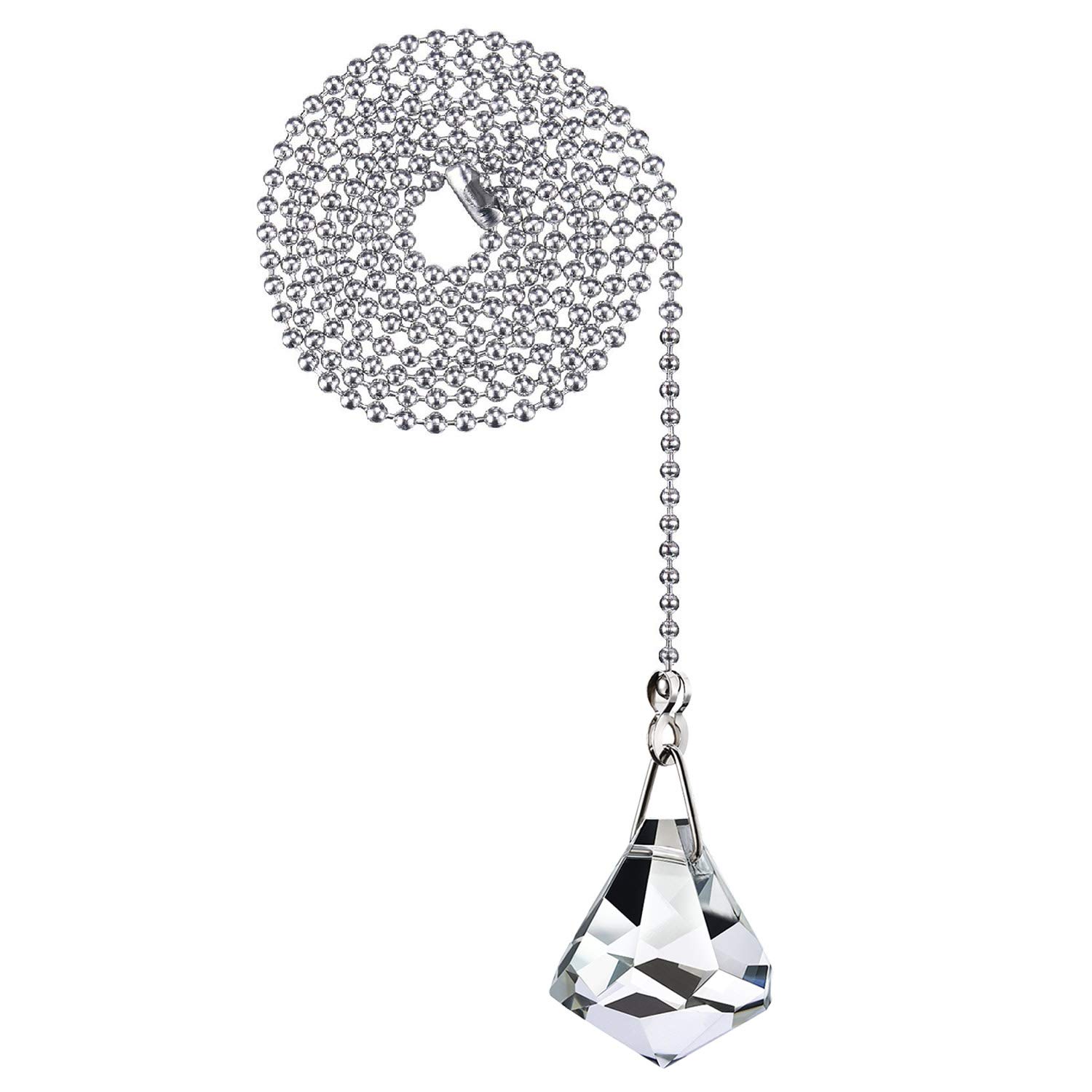 HESTYA 2 Pack Clear Crystal Ceiling Fan Pull Chain Extender with Connector - 1 Meter Length Each (Style D) - Perfect for Home, Office & Restaurant Lighting Fixtures