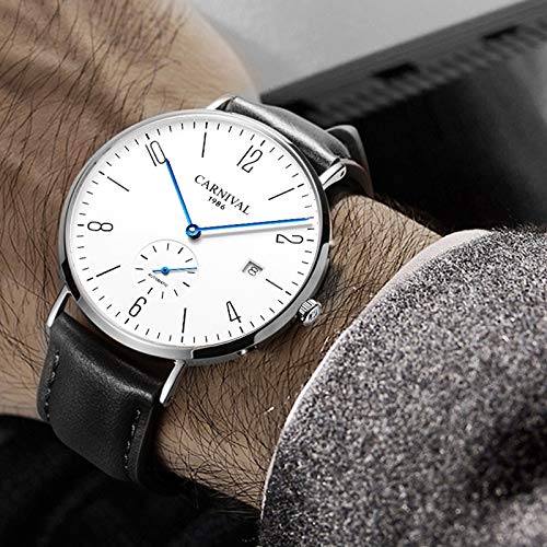 MASTOP Ultra Thin Automatic Mechanical Watch for Men - Luxury Business Dress Watch with Genuine Leather Strap, Waterproof, Perfect Gift for Him | Office, Formal Events, Daily Wear