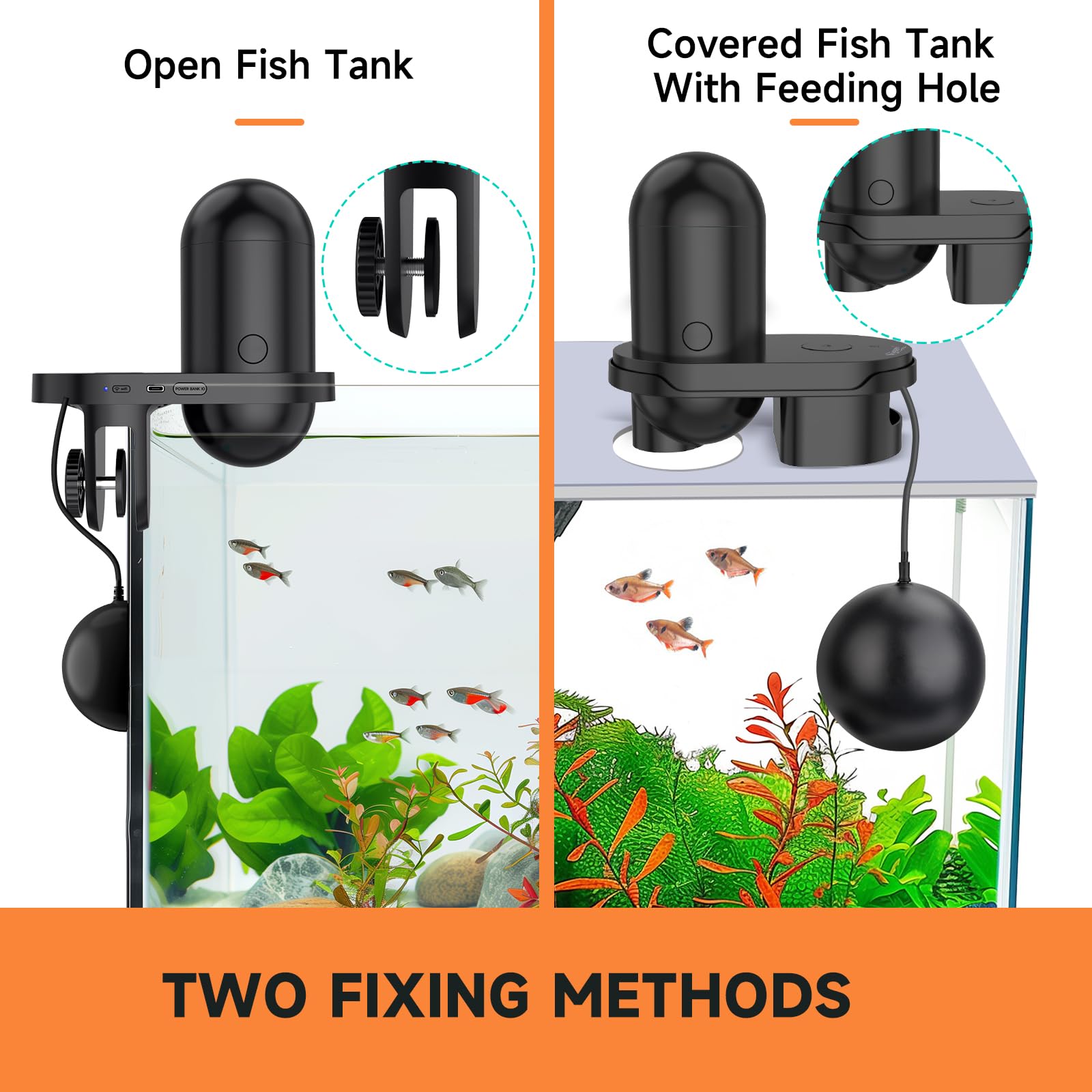 Hygger WiFi Automatic Fish Feeder with App Control - Smart Aquarium Auto Feeder with Timer, Precision Feeding & Moisture-Proof Design - USB Powered Fish Food Dispenser for Vacation & Daily Use in Fish Tanks