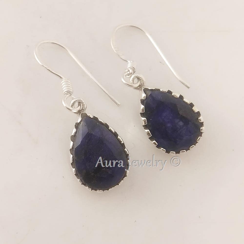 925 Sterling Silver Blue Sapphire Drop Earrings for Women – Hypoallergenic Boho Dangle Earrings for Sensitive Ears, Perfect Mother's Day Gift | Elegant Party, Wedding & Everyday Wear Jewelry